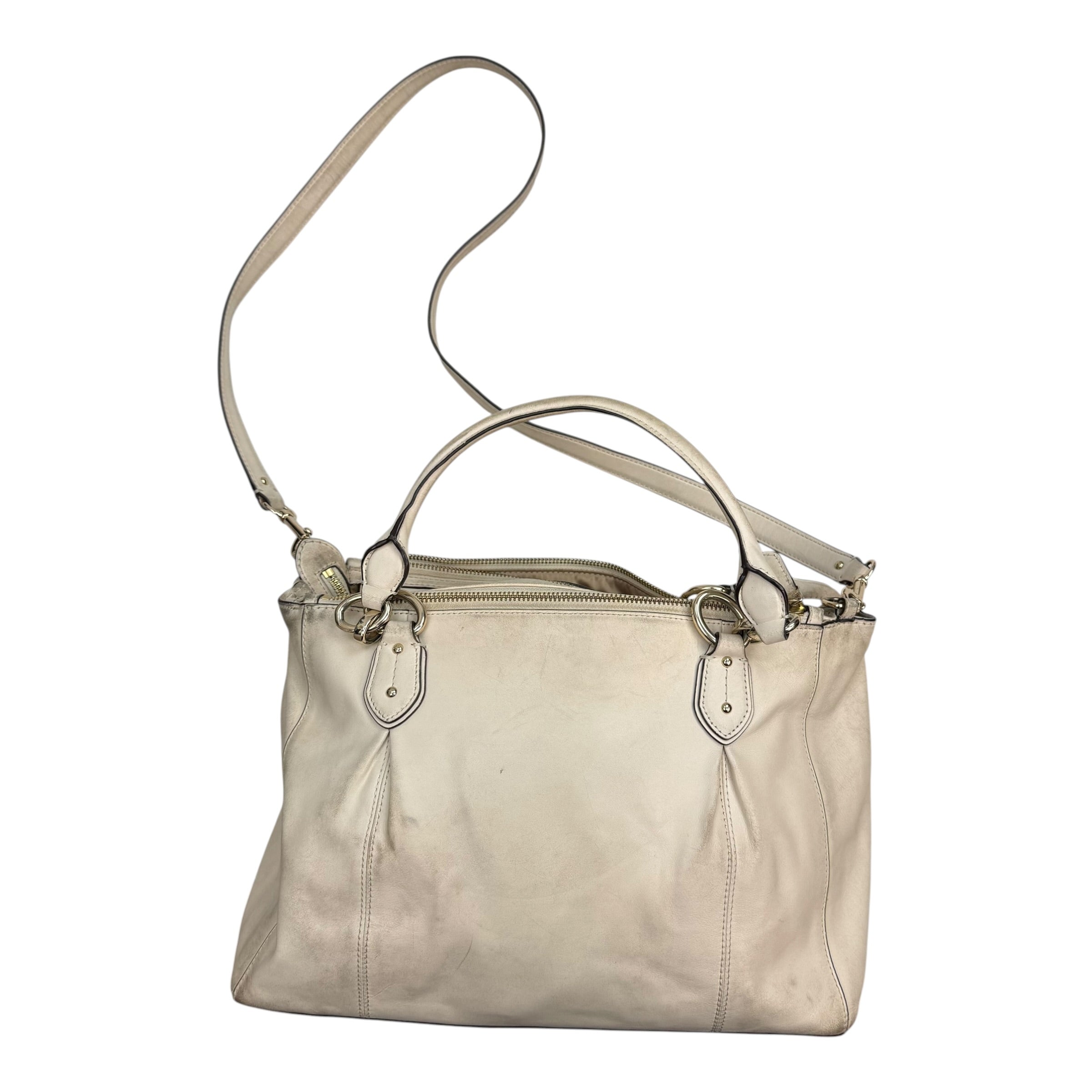 (W) Vintage Coach Colette Leather Satchel Cream