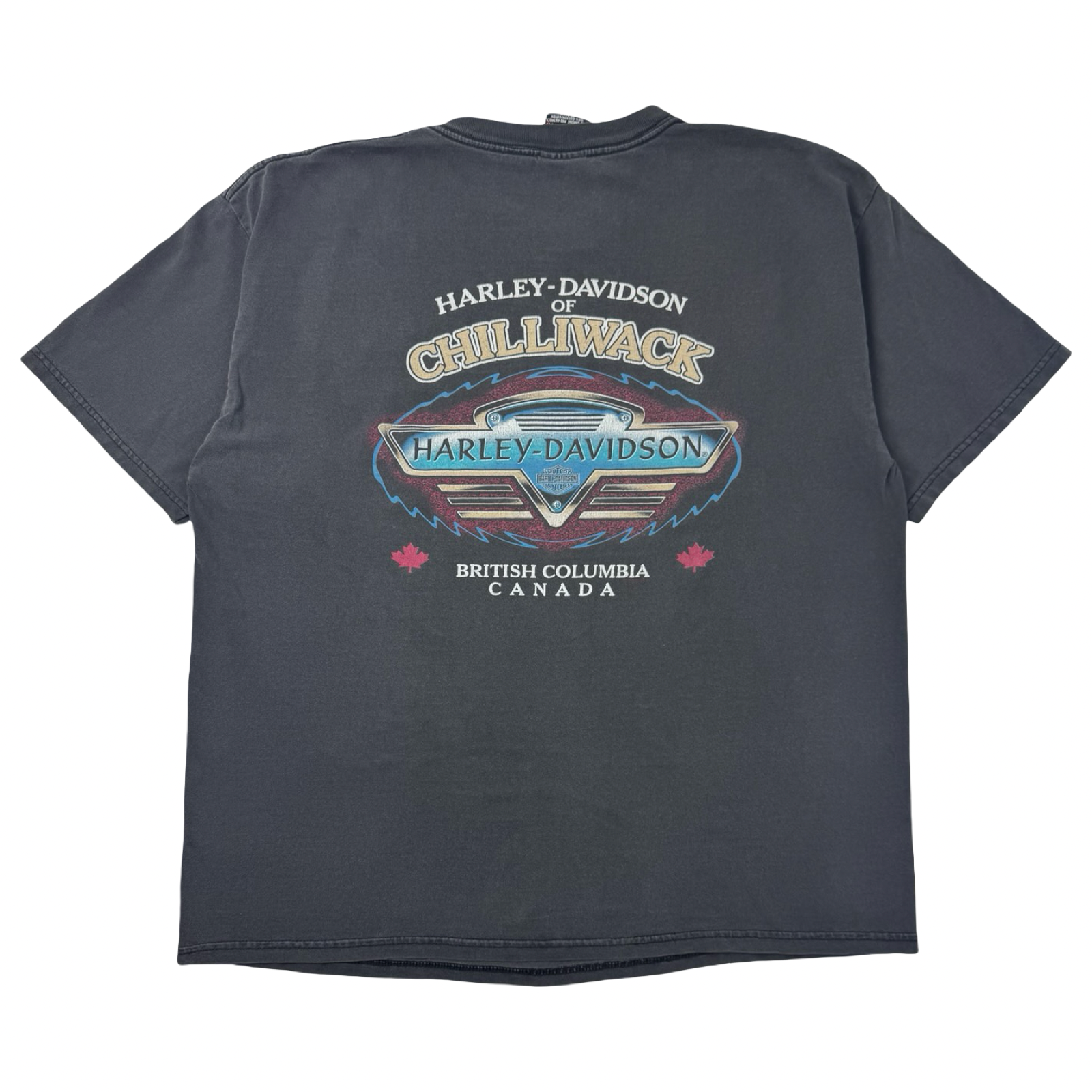 Vintage Harley Davidson Canada Flag T-Shirt Faded Black