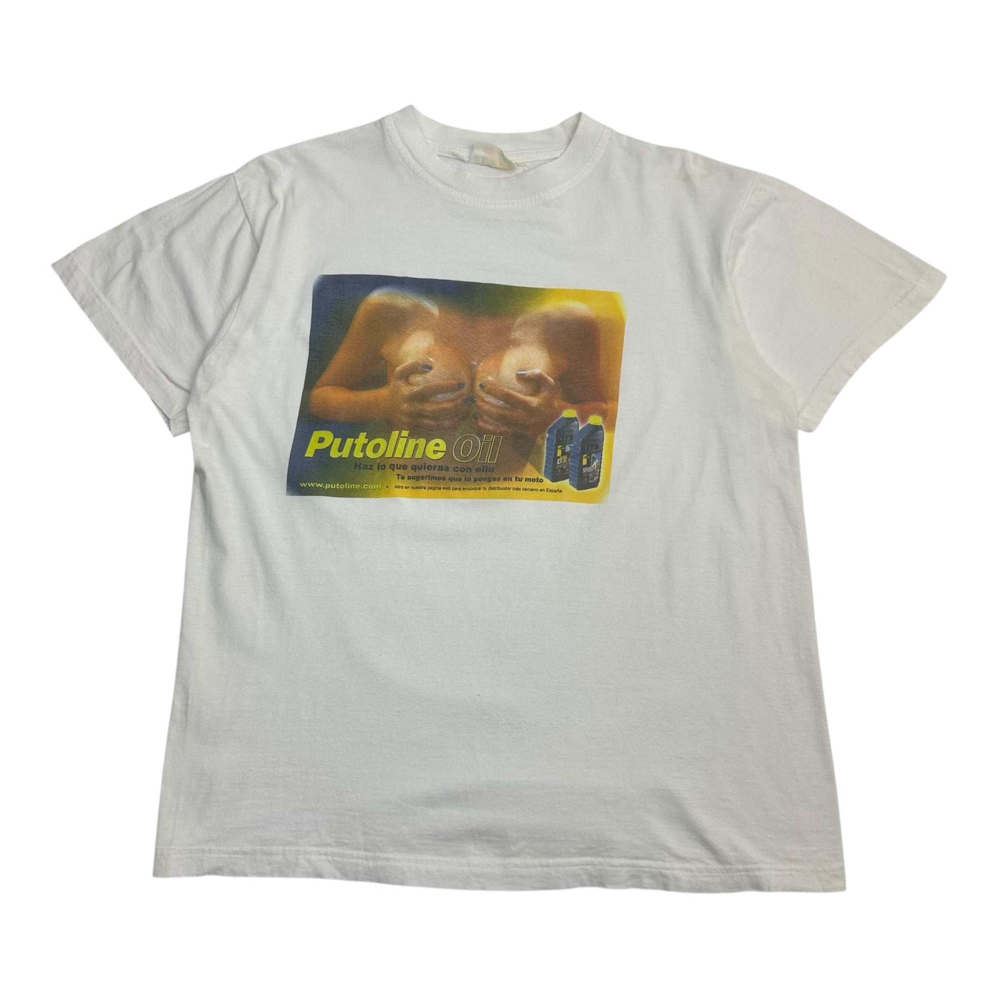 Vintage Motor Oil Breasts Tee White