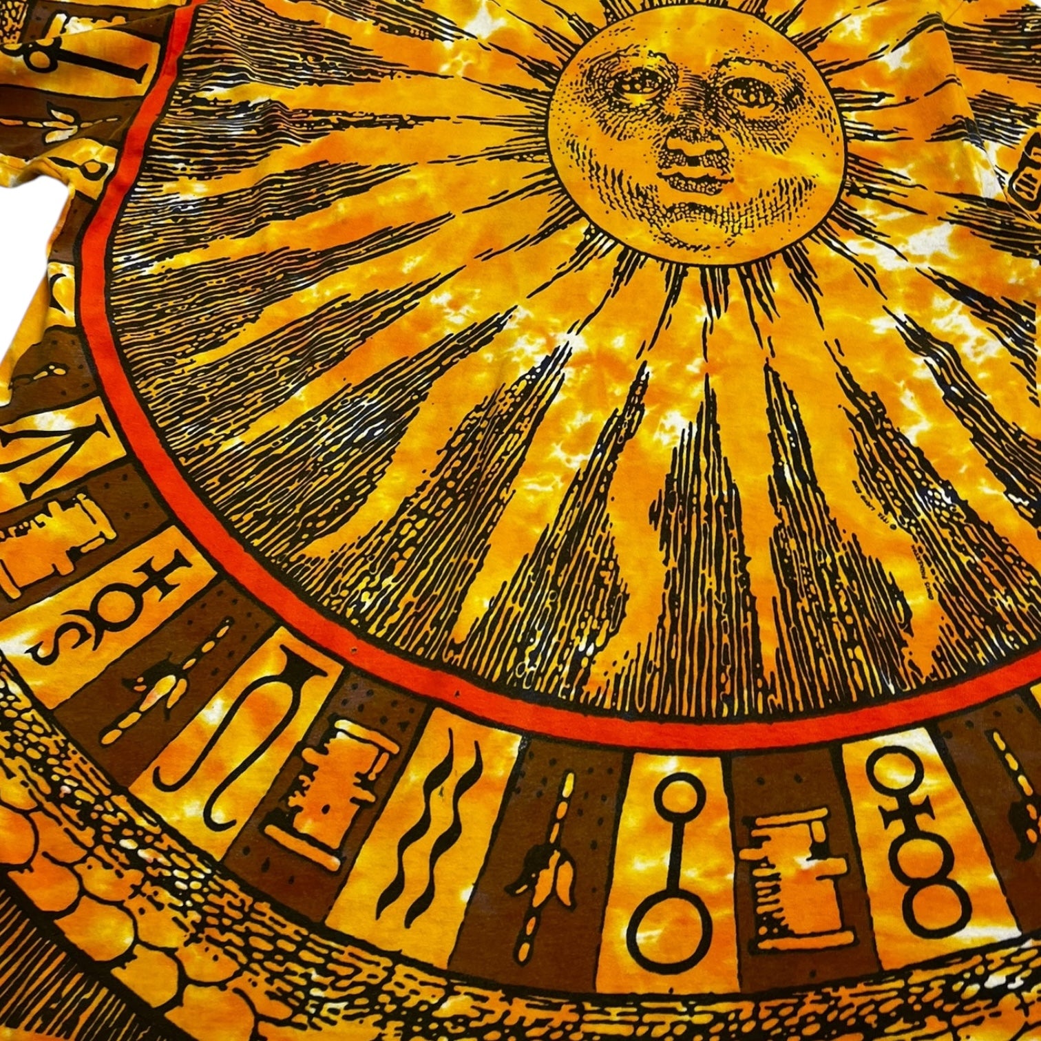1992 Liquid Blue Sun & Moon Tie Dye All Over Print T-Shirt