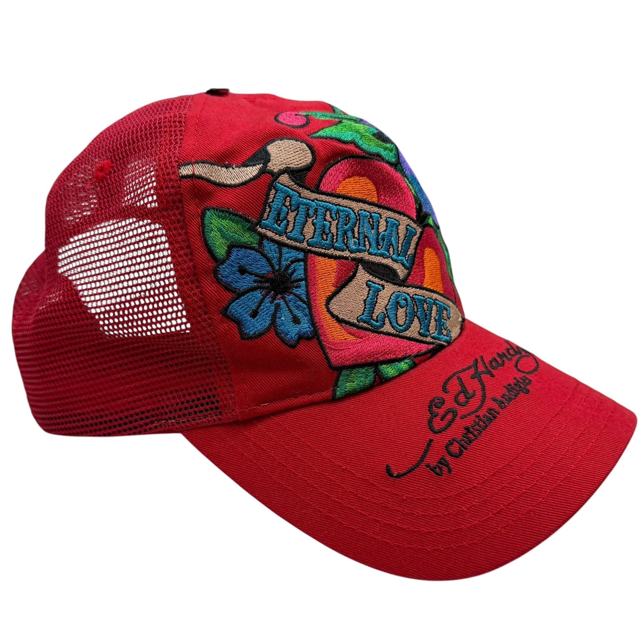 Vintage Ed Hardy By Cristian Audigier Embroidered Snapback Red