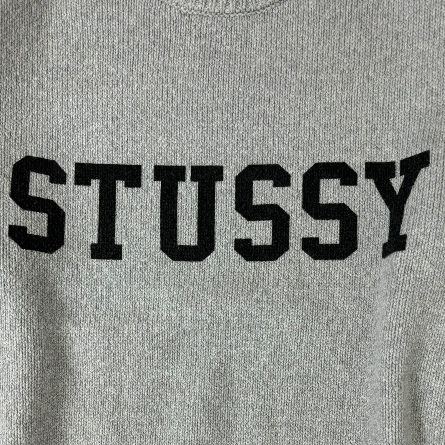 Stussy Contrast Stripe Knit Crewneck Grey