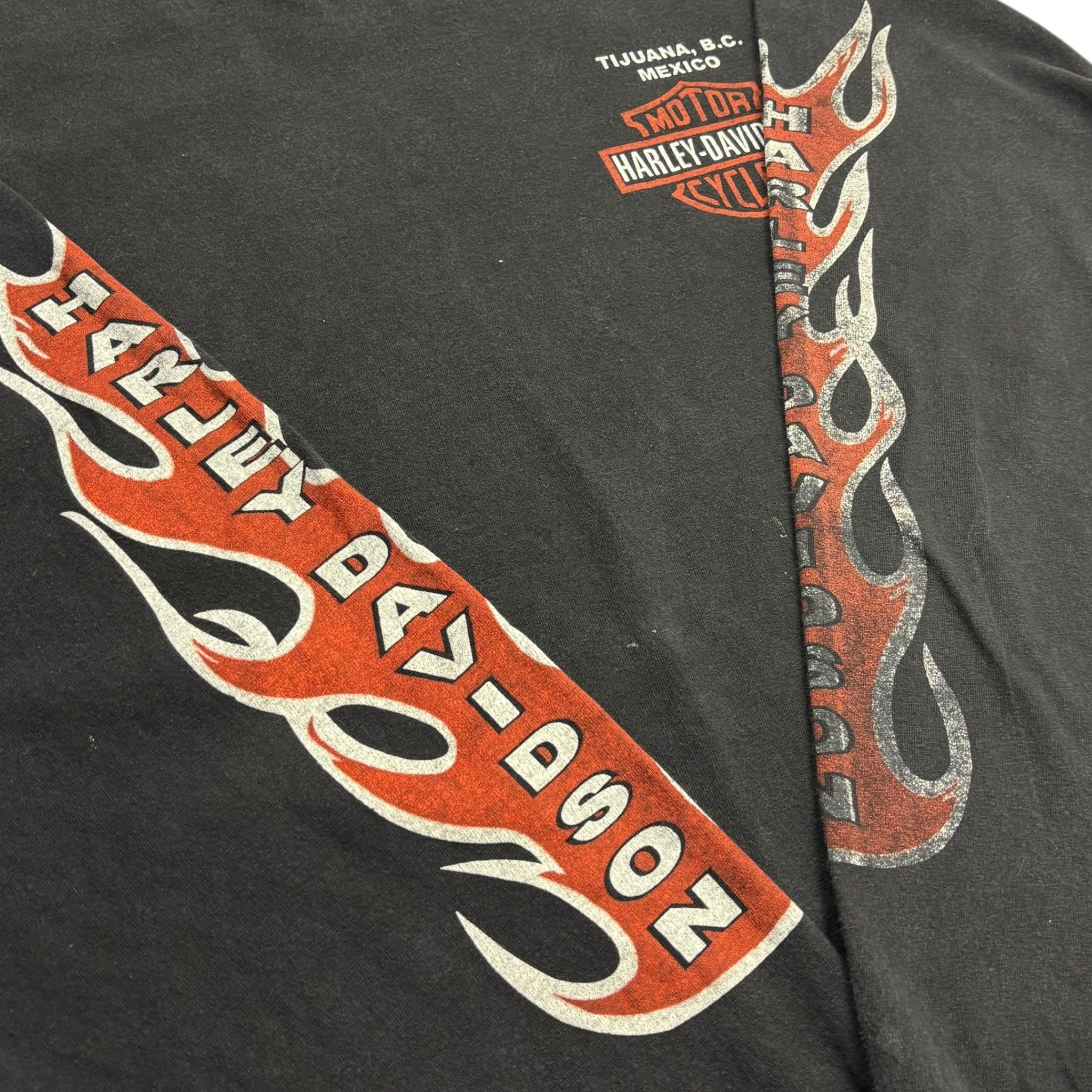 Vintage Harley Davidson Flame Longsleeve T-Shirt Black