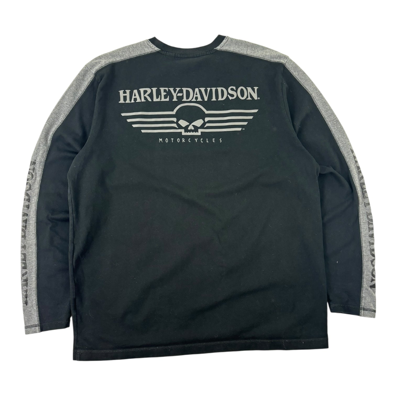 Vintage Harley Davidson Motorcycles Skull Long Sleeve T-Shirt Black