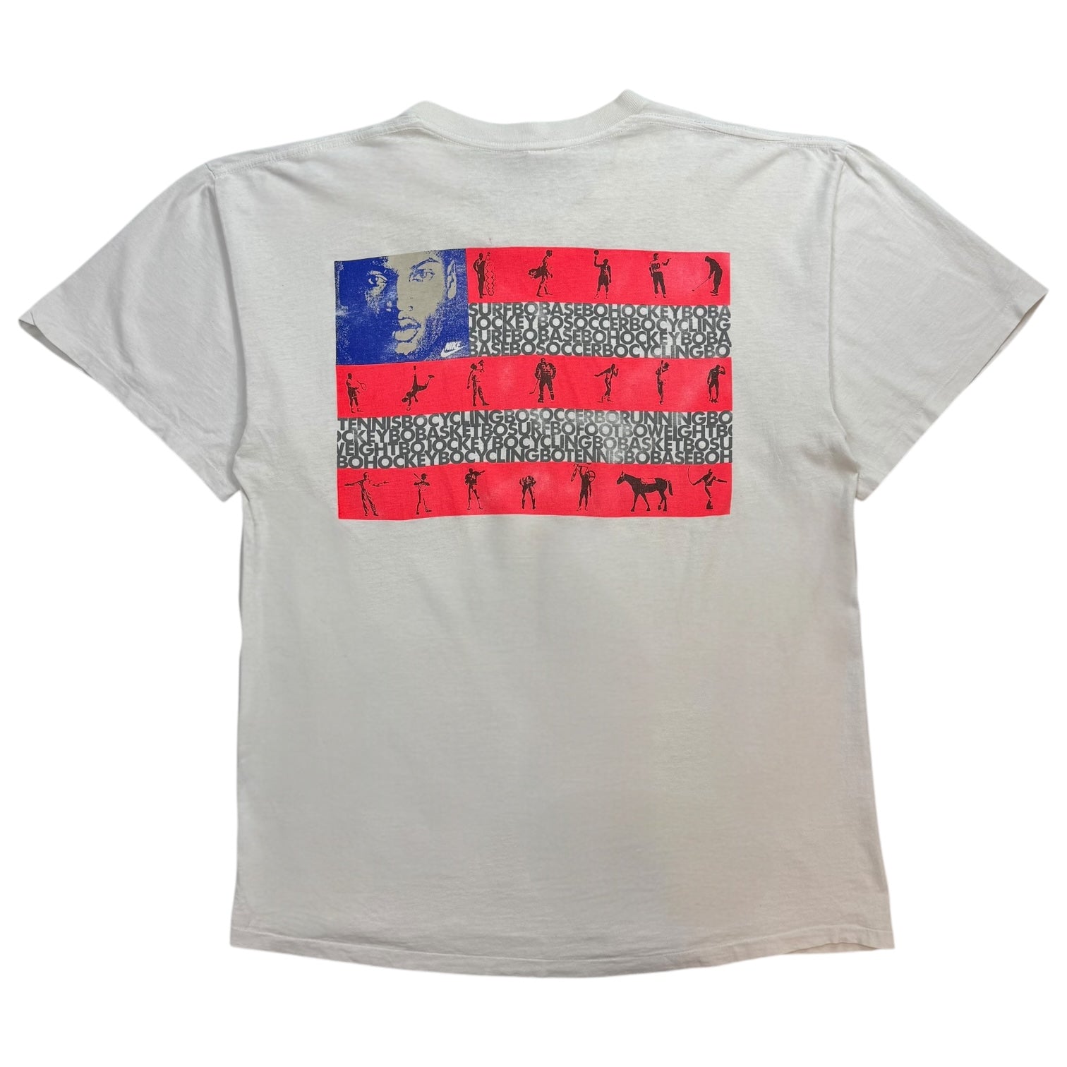 1990s Nike Bo Jackson Multi Sport American Flag Tee White