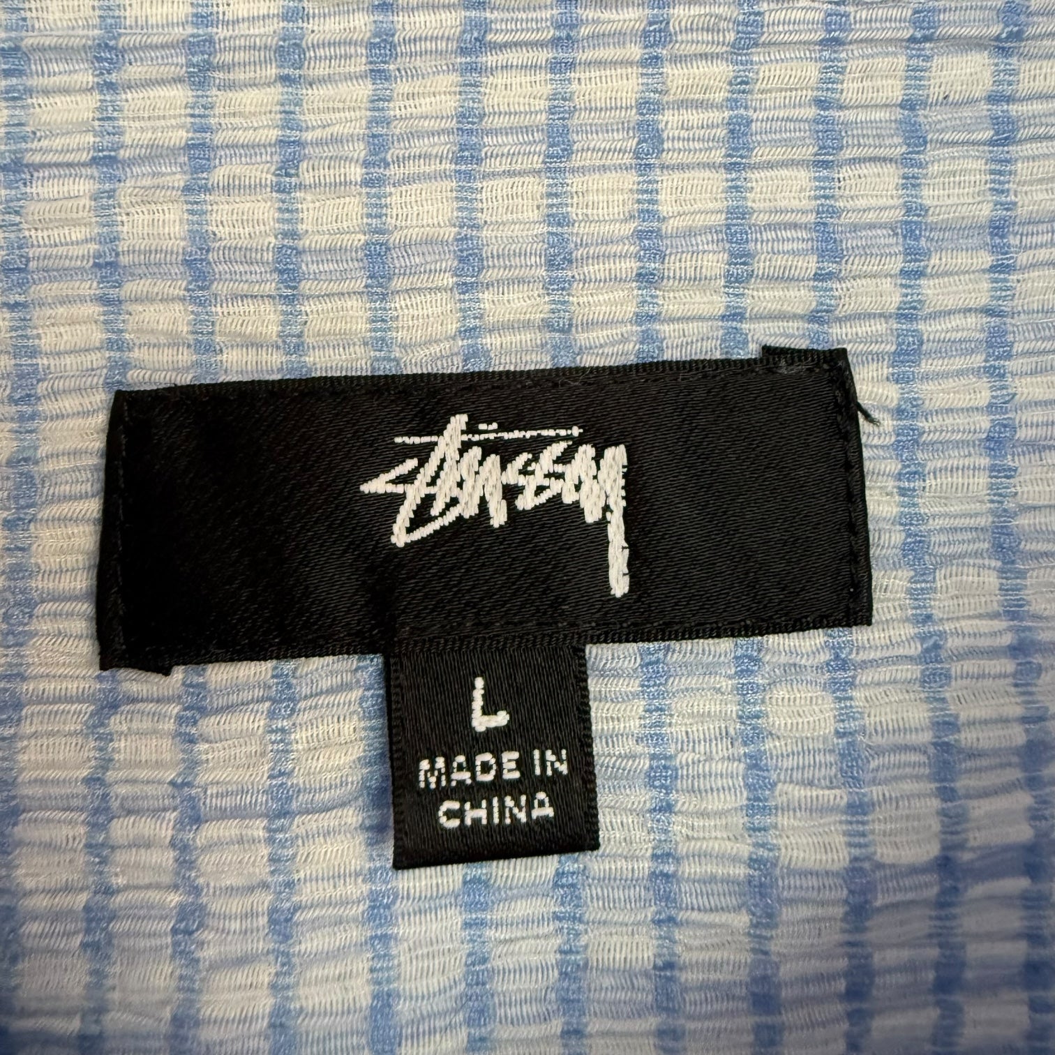 Stussy Flat Bottom Crinkled Shirt Blue/White