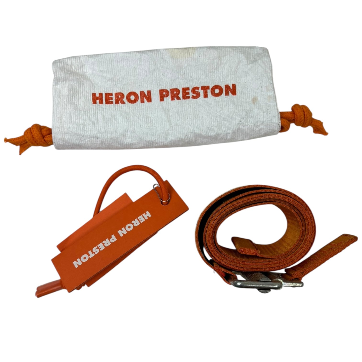 Heron Preston FW21 Tape Logo Belt Orange/Gold