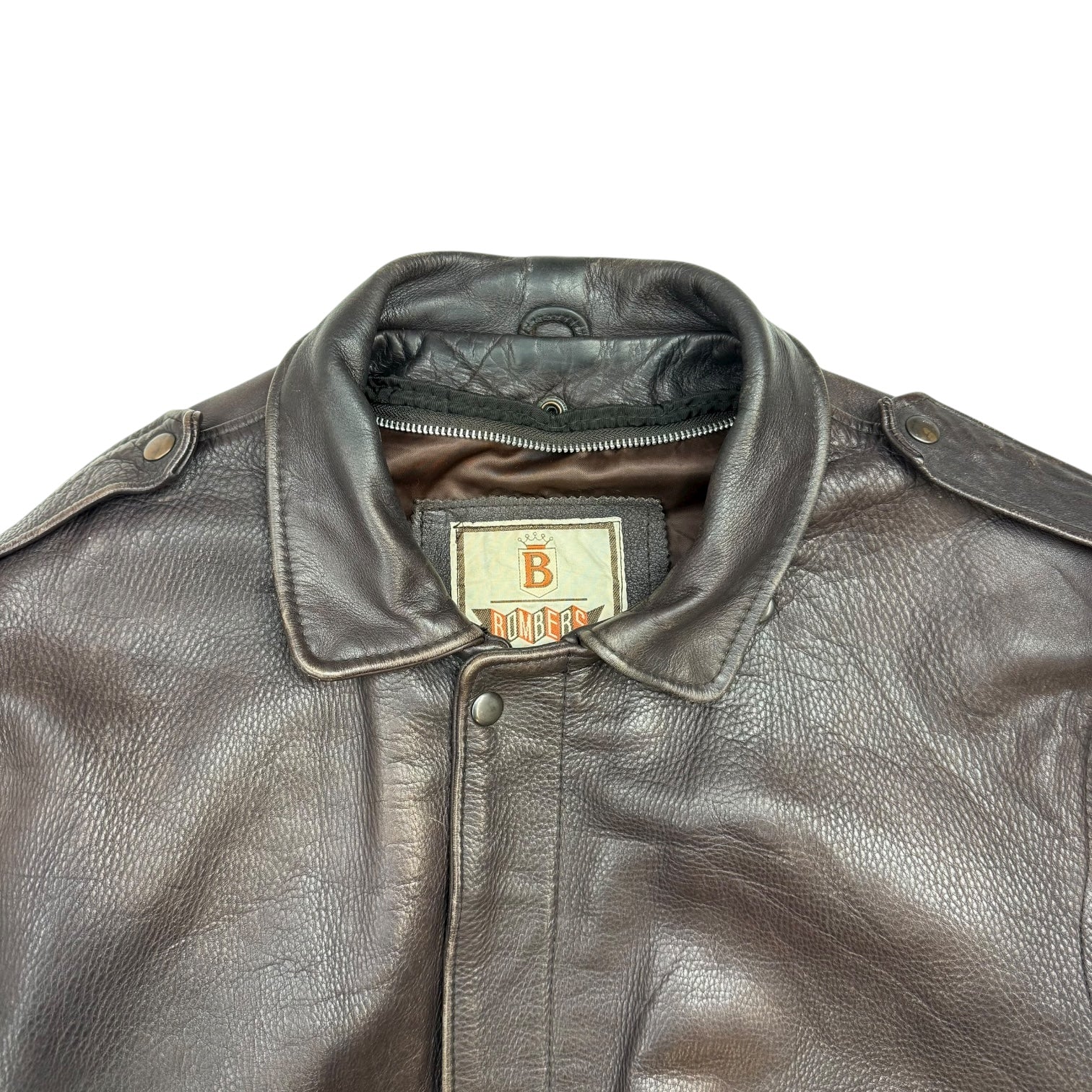 Vintage Leather Bomber Jacket Brown