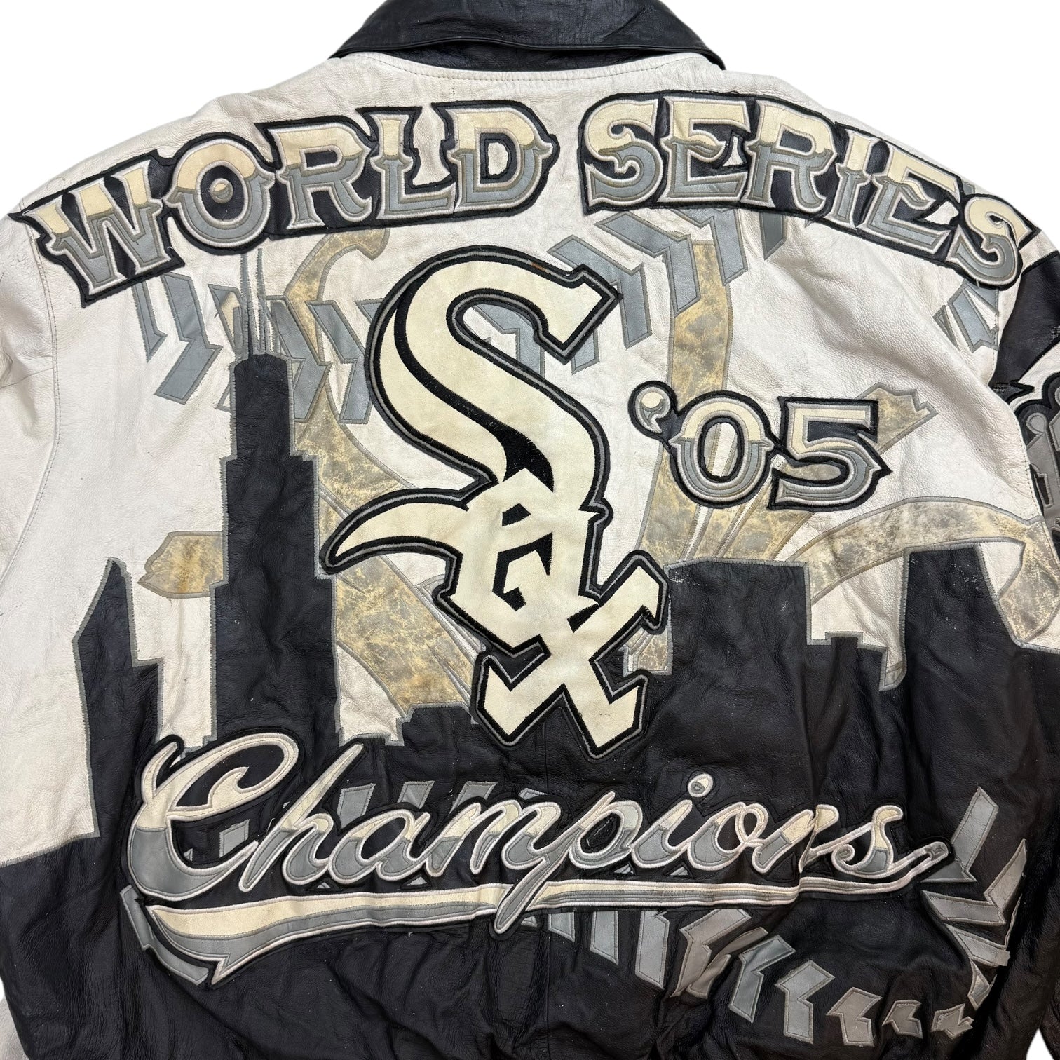 2005 Jeff Hamilton Chicago White Sox World Series Champions Leather Jacket White/Black
