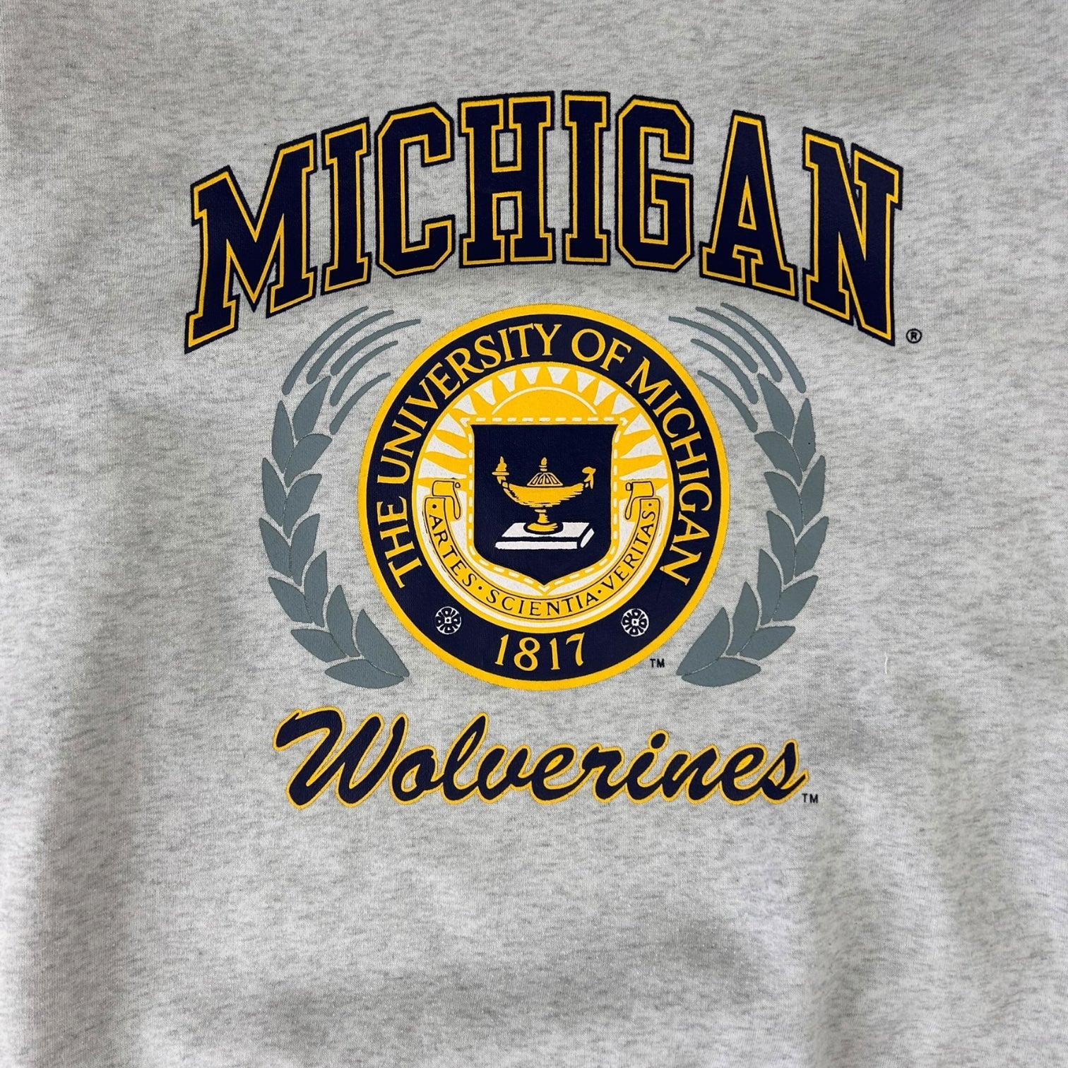 Vintage University of Michigan Crewneck Sweater Navy Grey