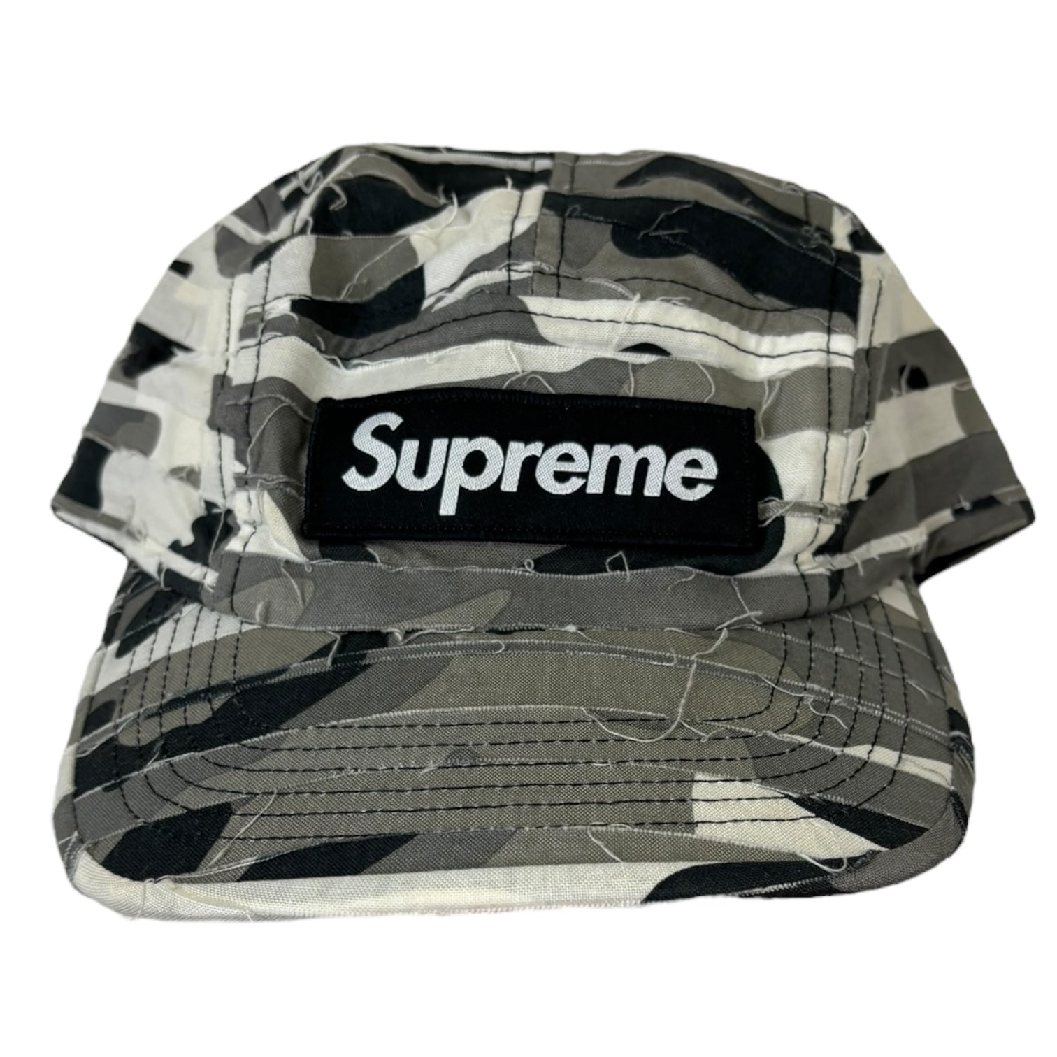 Supreme SS23 Layered Camo Camp StrapBack Hat Grey