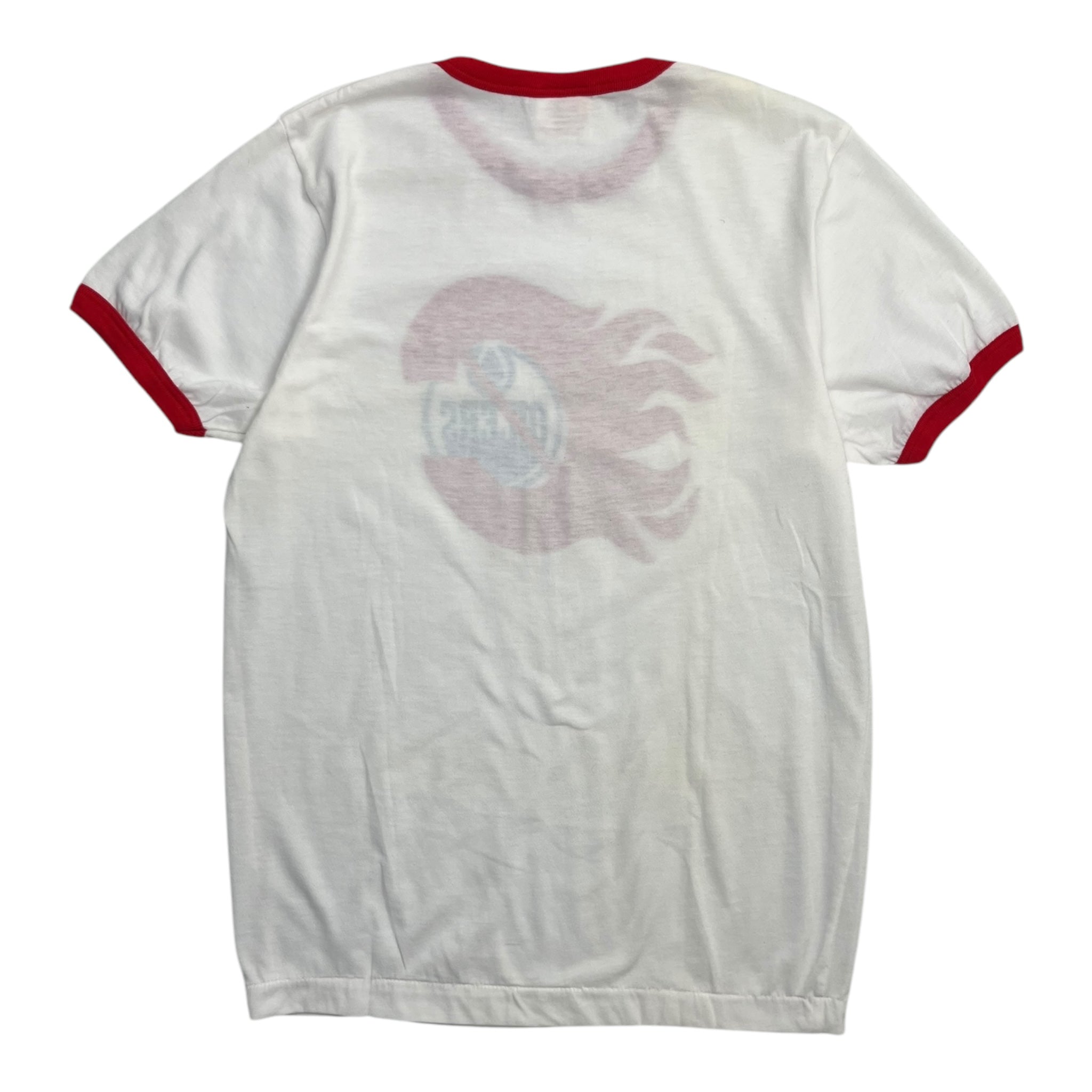 Vintage Calgary Flames Over Oilers Ringer T-Shirt White