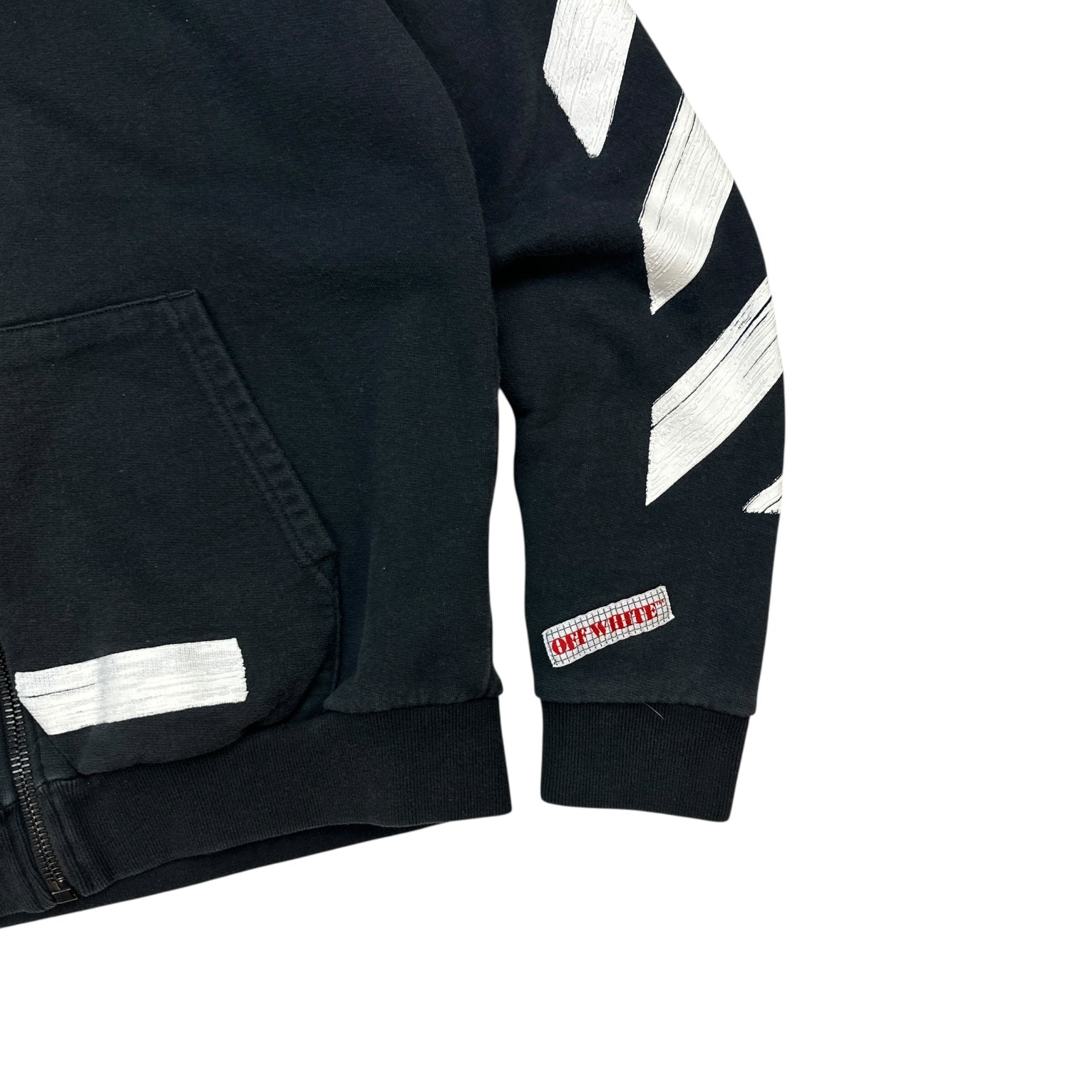 Off-White Paint Brush Zip Up Hoodie Black