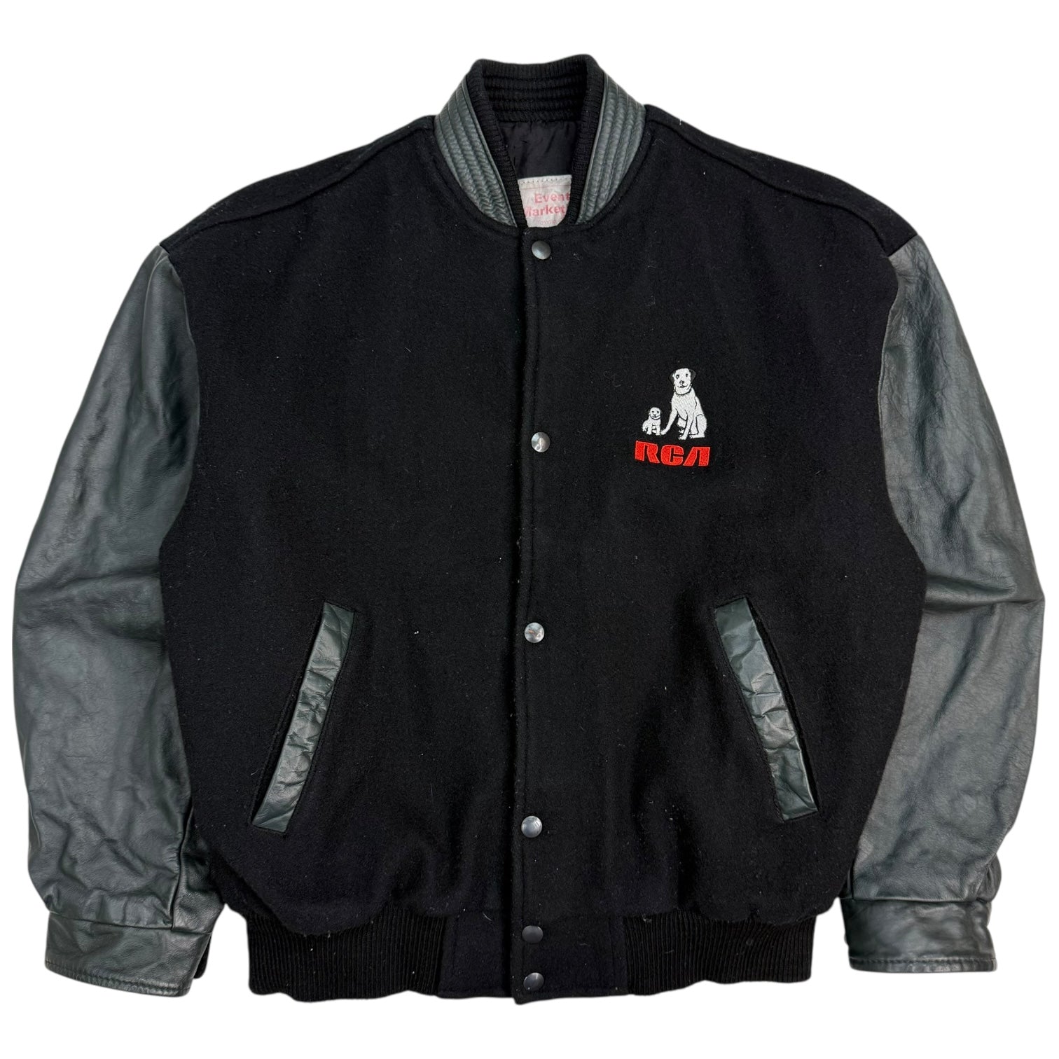 Vintage RCA Leather Bomber Jacket Black