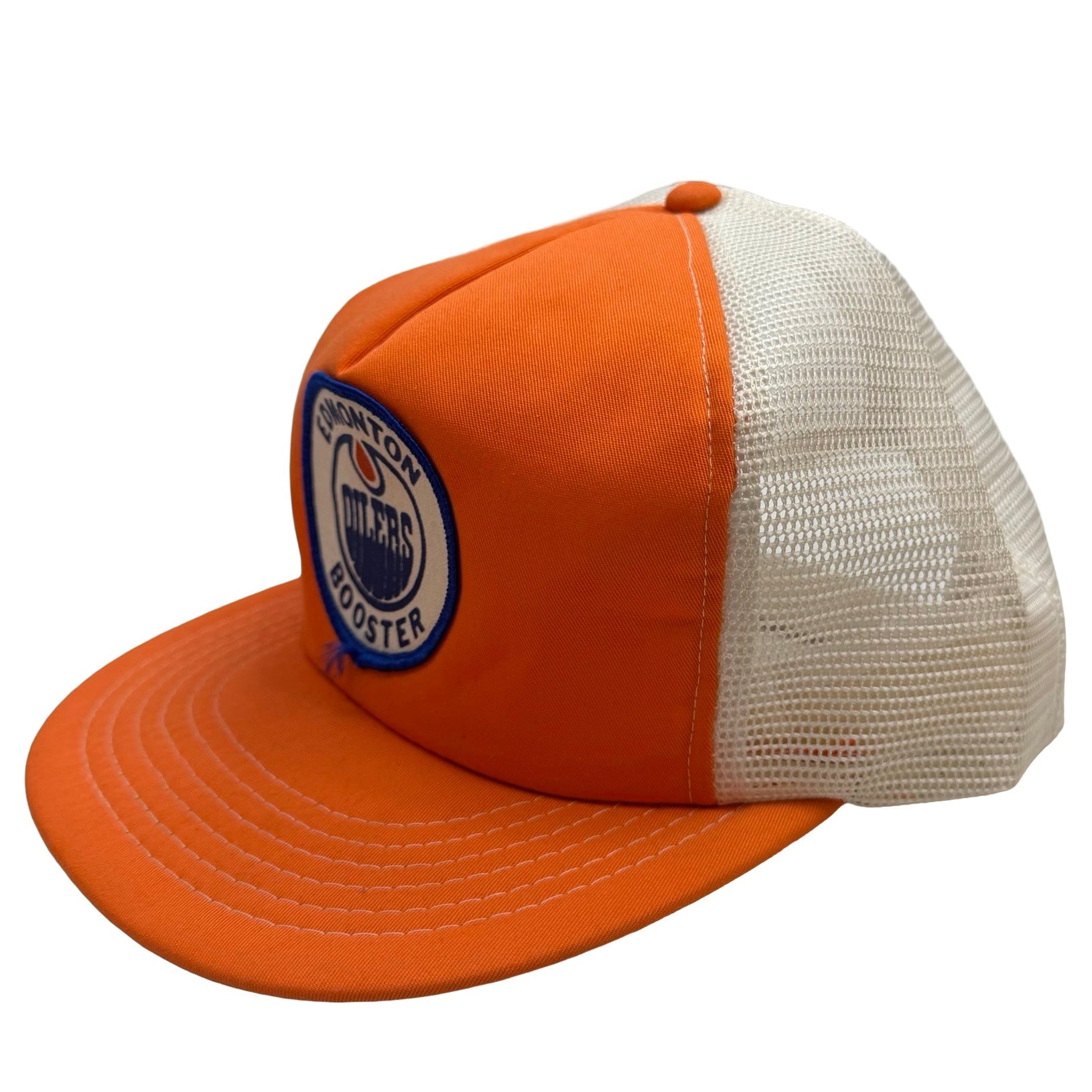 Vintage Edmonton Oilers Booster Mesh Snapback Hat Orange
