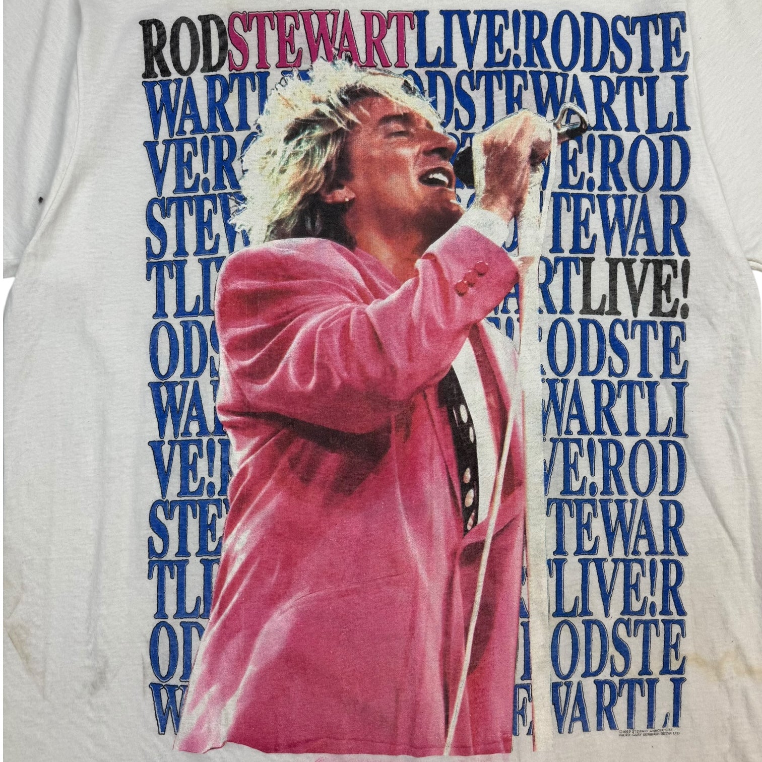 1989 Rod Stewart Lost In America Tour Tee White