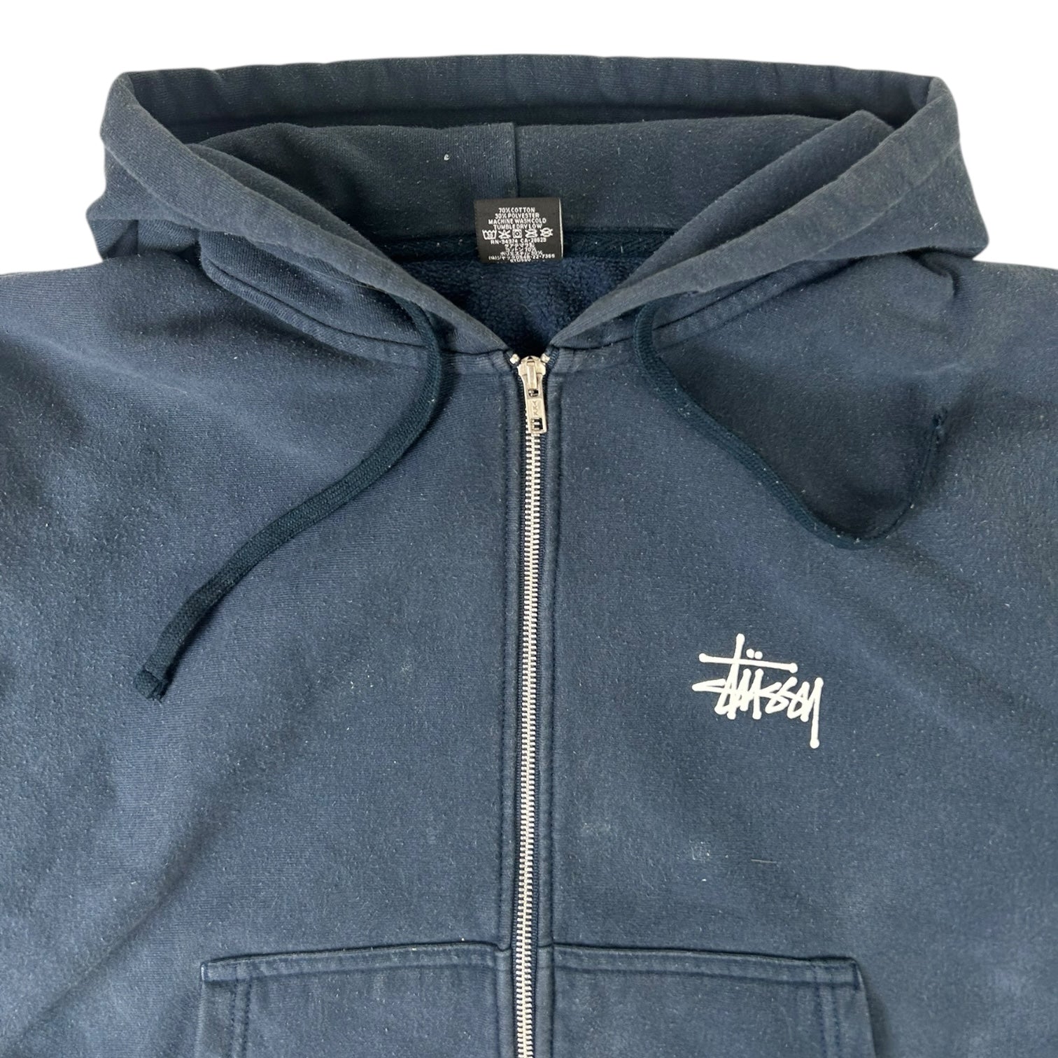 Stussy Basic Stock Logo Zip Up Hoodie Navy
