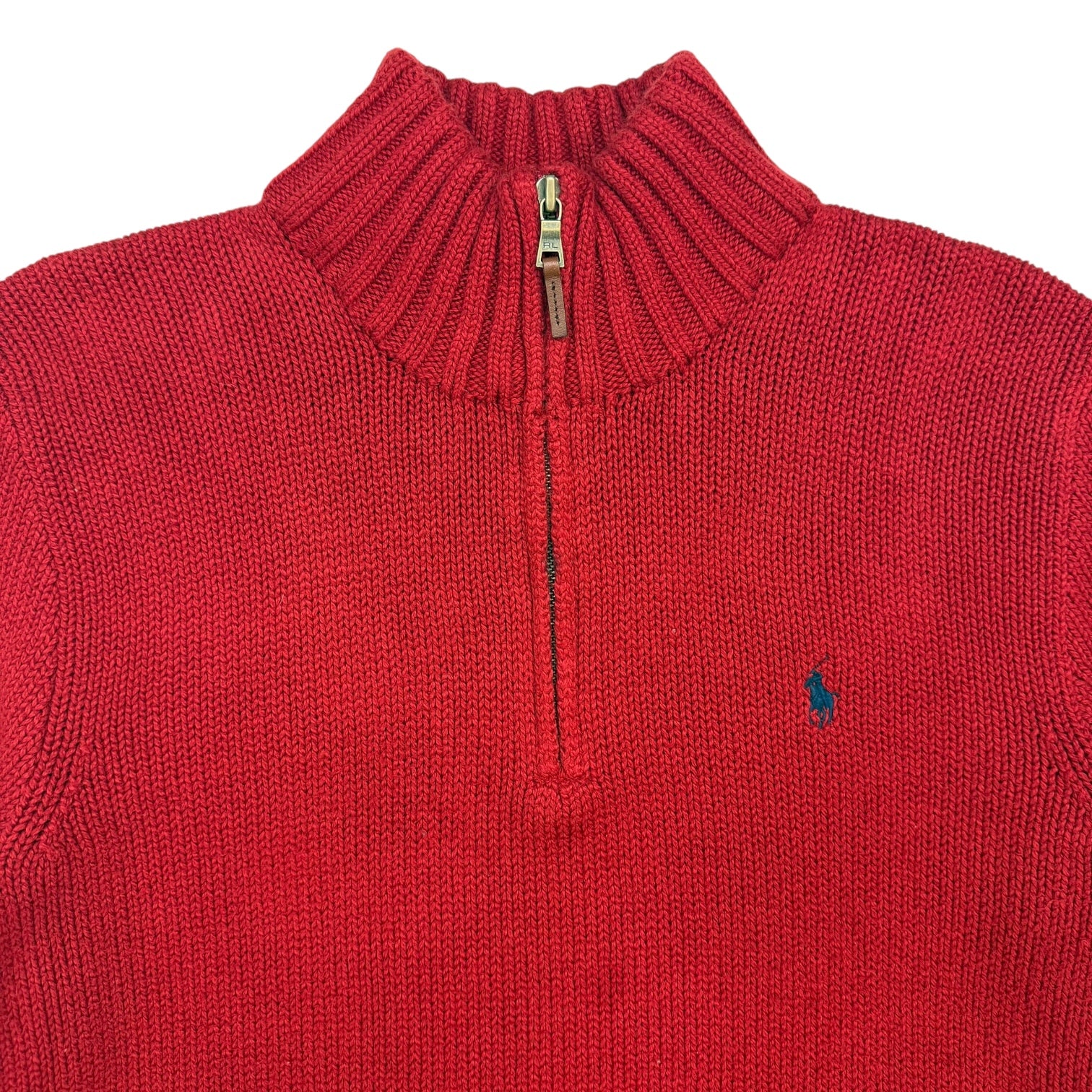 Vintage Polo Ralph Lauren Quarter Zip Knit Sweater Red
