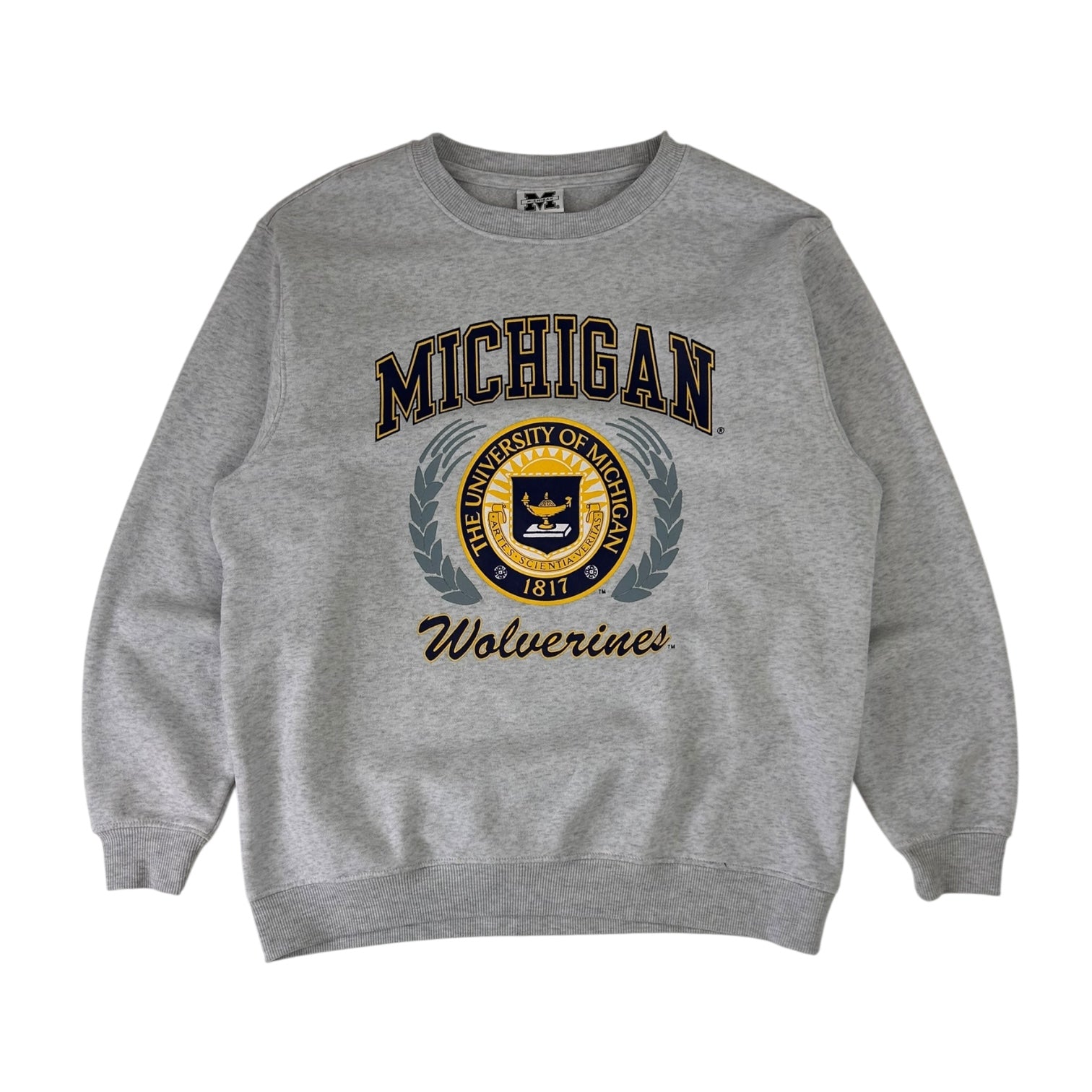Vintage University of Michigan Crewneck Sweater Navy Grey