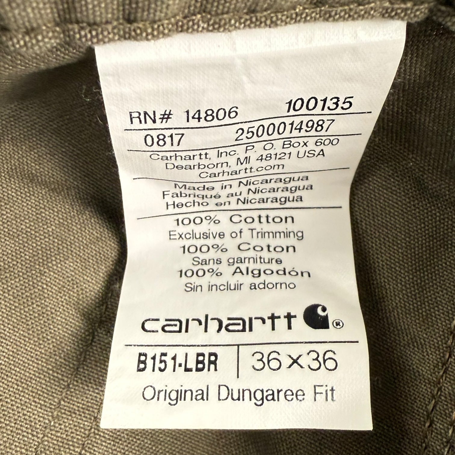 Vintage Carhartt Dungaree Pants Beige