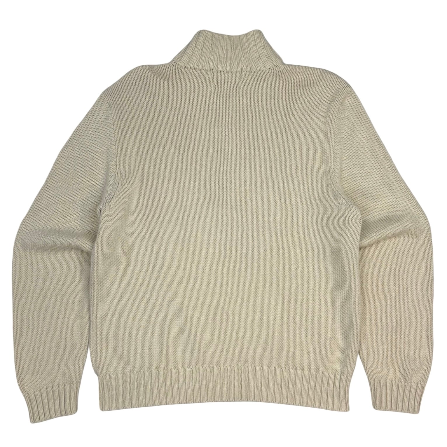 Vintage Polo Ralph Lauren Zip Up Knit Sweater Cream