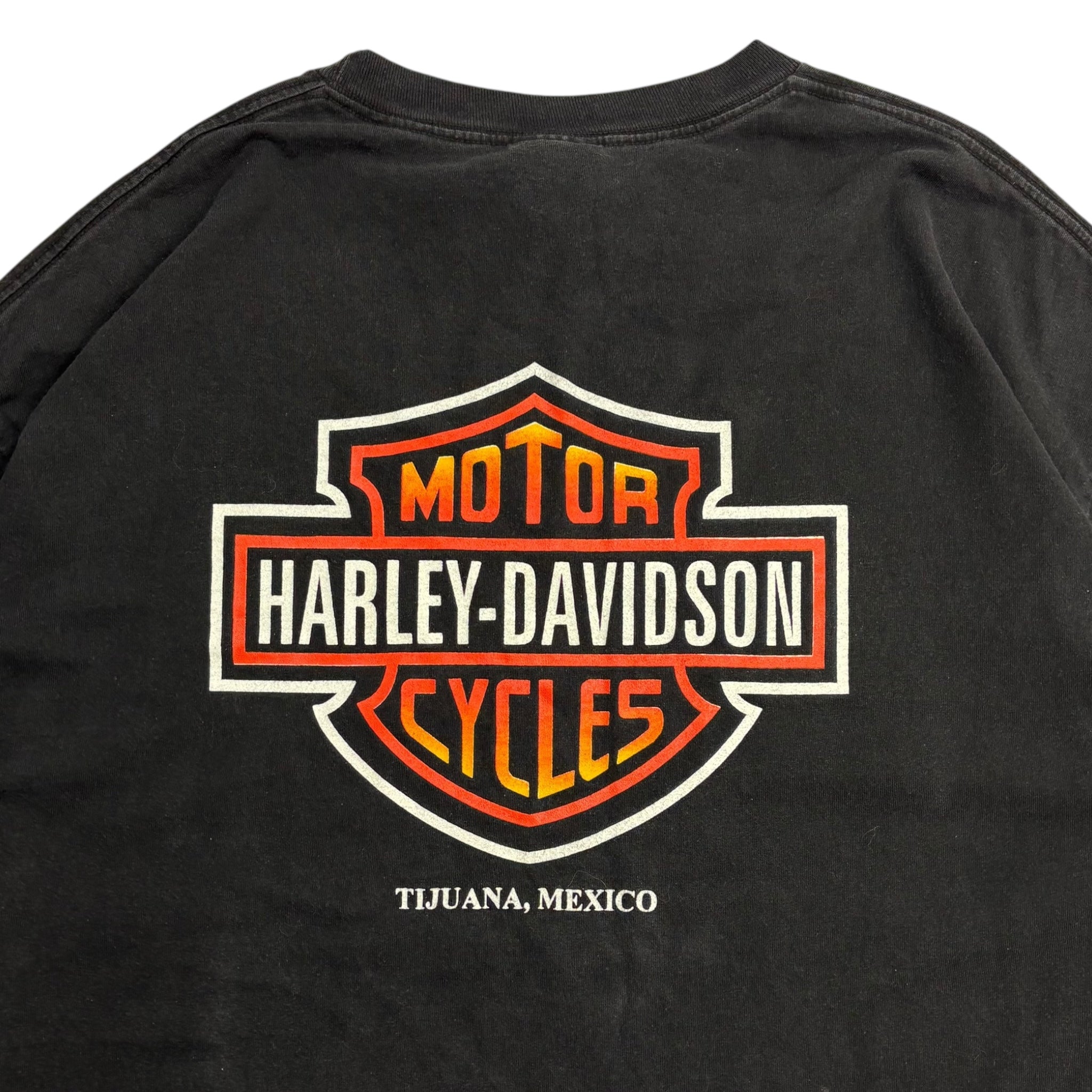 Vintage Harley Davidson Flame Longsleeve T-Shirt Black
