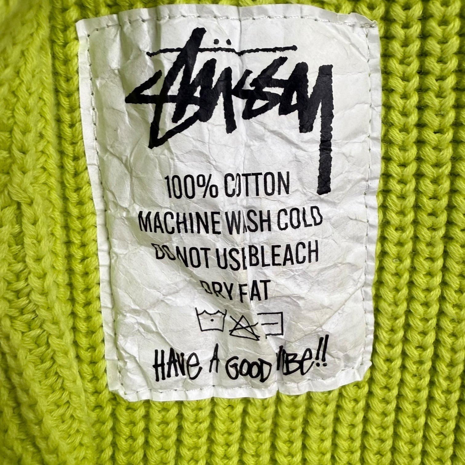 Stussy Cotton Knit Hoodie Lime