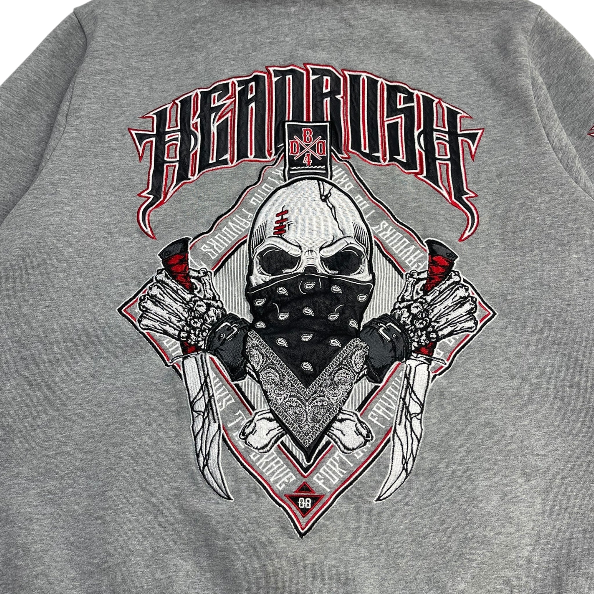 Y2K Headrush Embroidered Biker Zip Up Hoodie