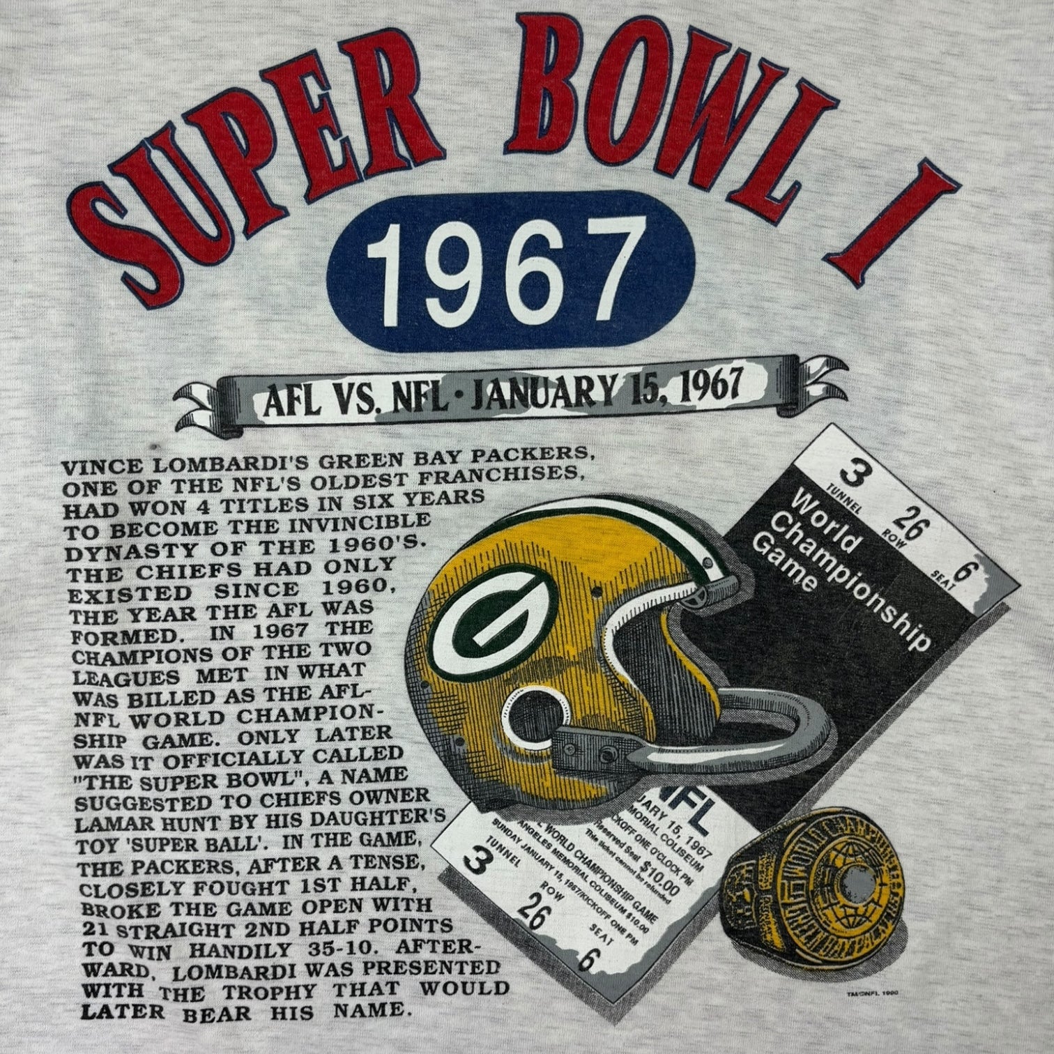 Vintage 1991 Super Bowl XXV Silver Anniversary 3/4 Sleeve T-Shirt Grey