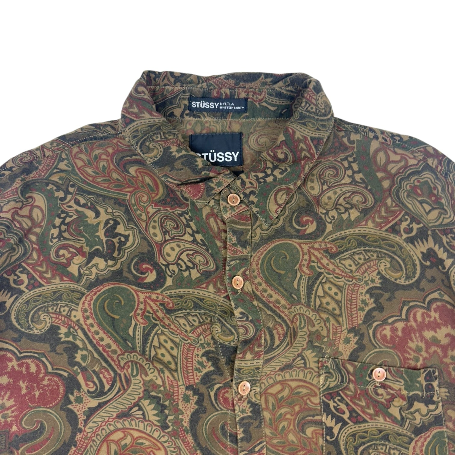Vintage Y2K Stussy Bonnard Print Button-Up Shirt Brown