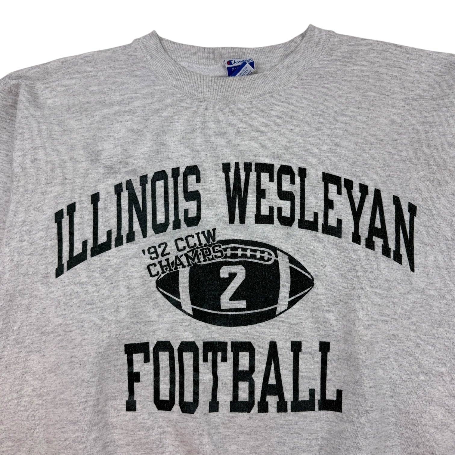 Vintage Champion Illinois Wesleyan Football Crewneck Grey