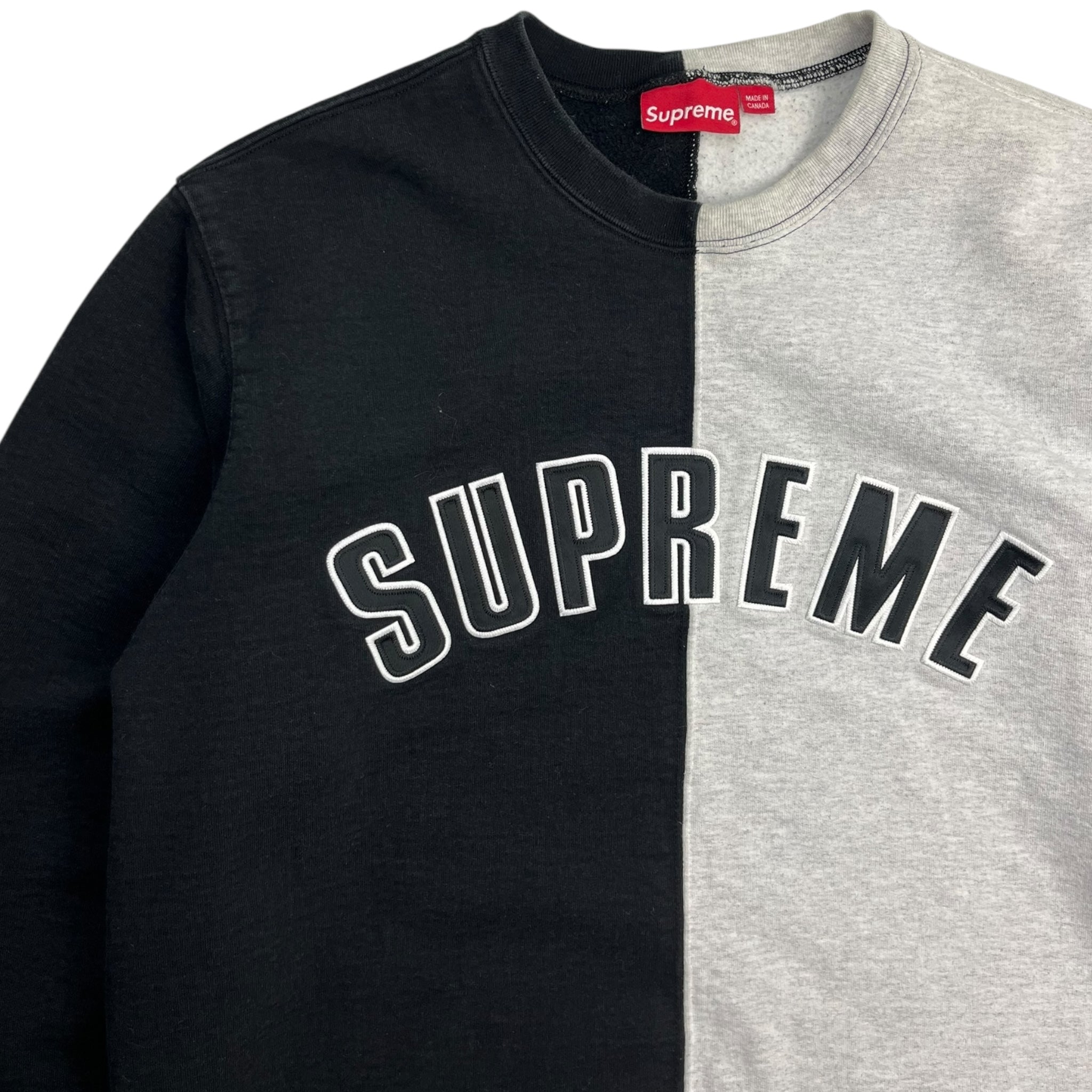 Supreme Split Arc Logo Crewneck Black/Grey