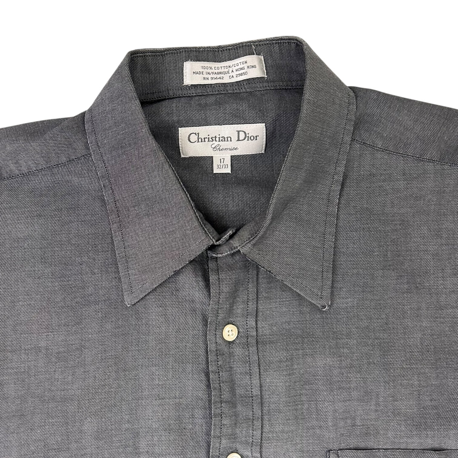 Vintage Christian Dior Long Sleeve Dress Shirt Grey