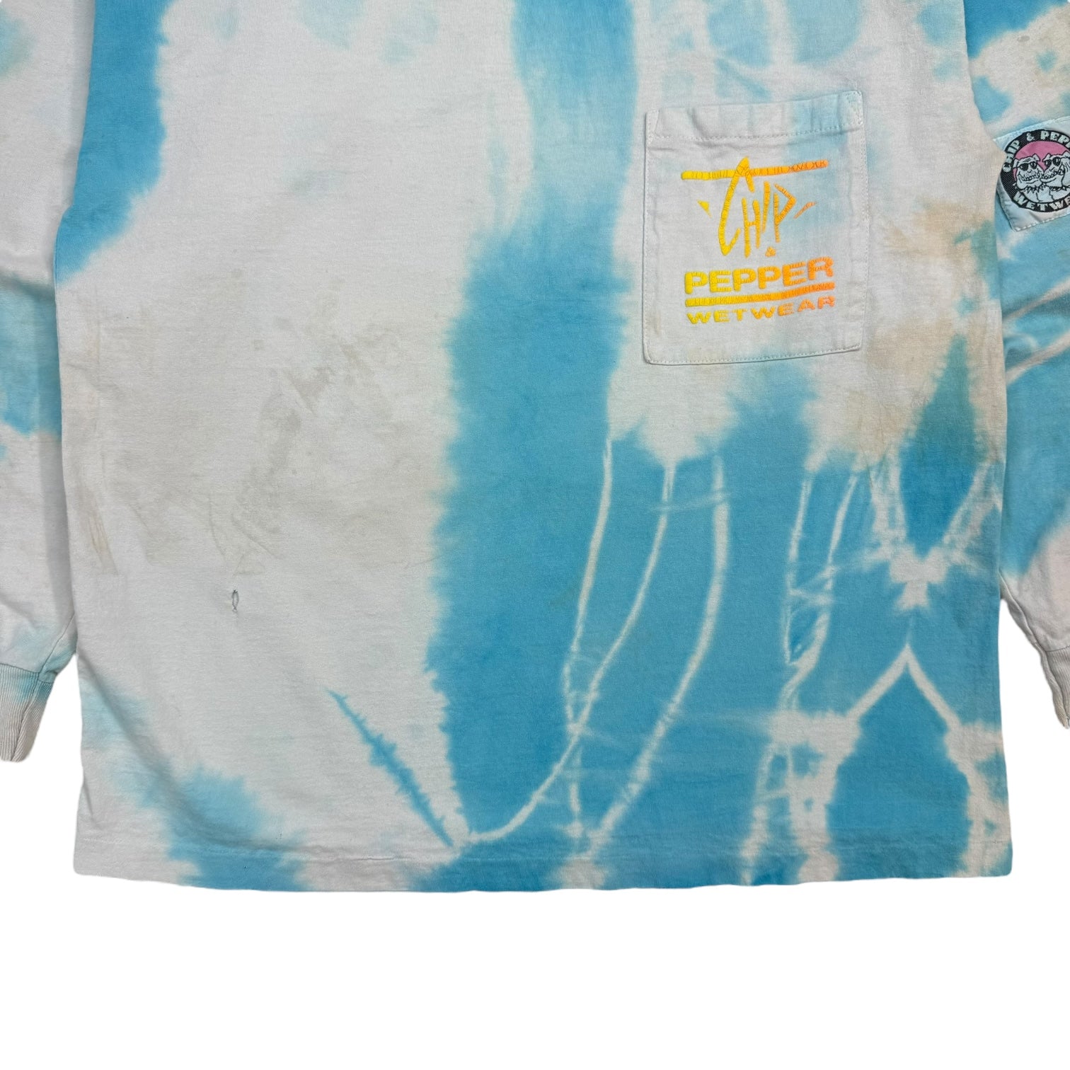 Vintage Chip & Pepper Wet Wear Tie Dye L/S Tee Blue/White
