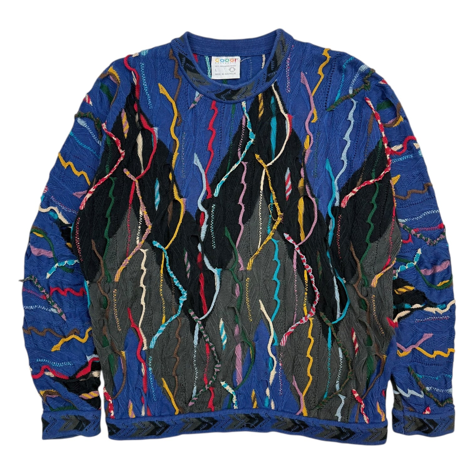 Vintage Coogi Australia Cable Knit Sweater Blue/Multicolour
