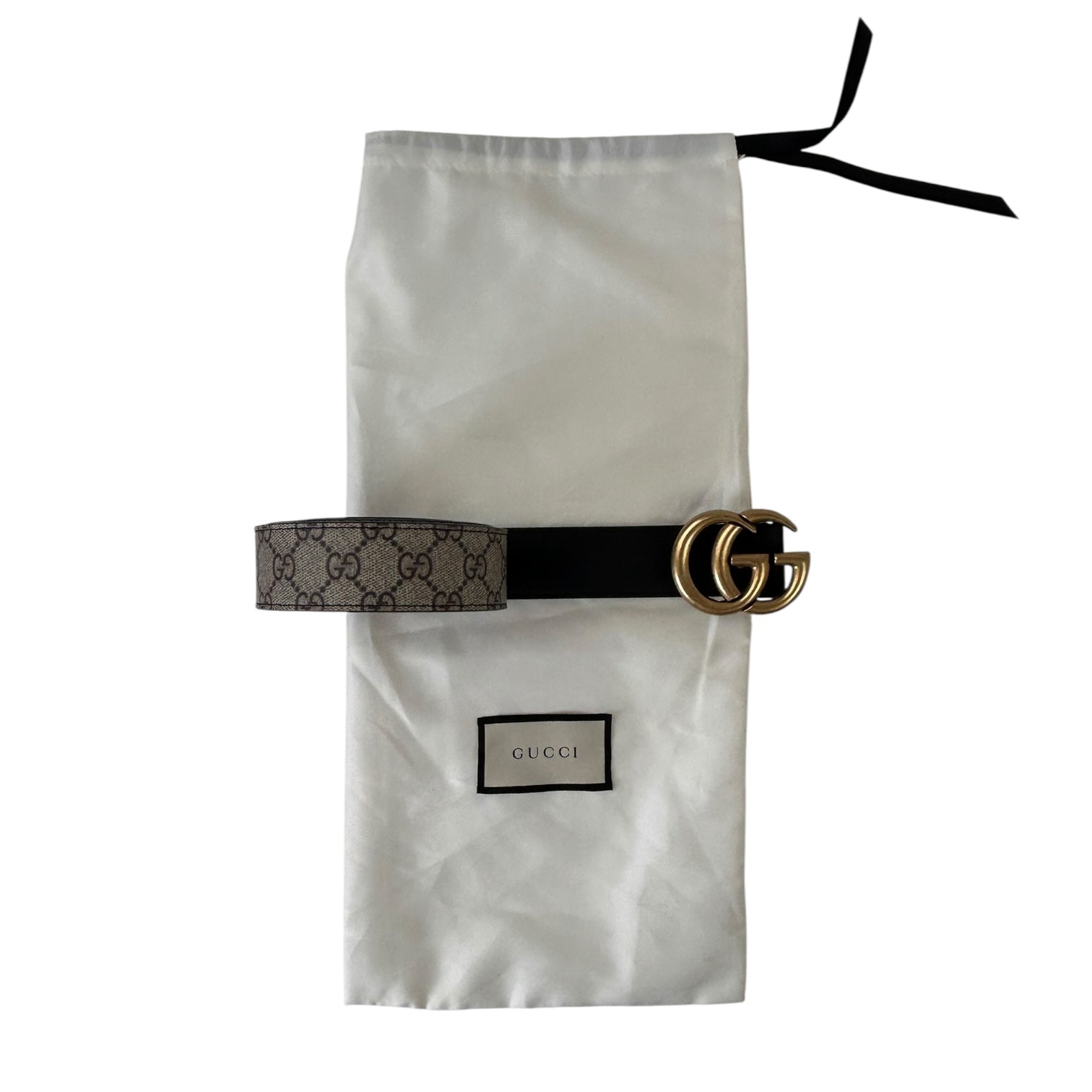 Gucci Brown GG Marmont Logo Belt Beige
