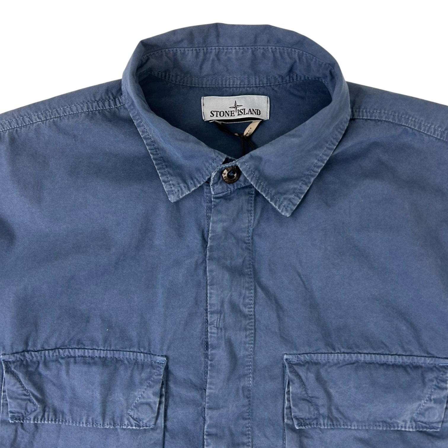 Stone Island Avio Blue Cotton Overshirt Blue