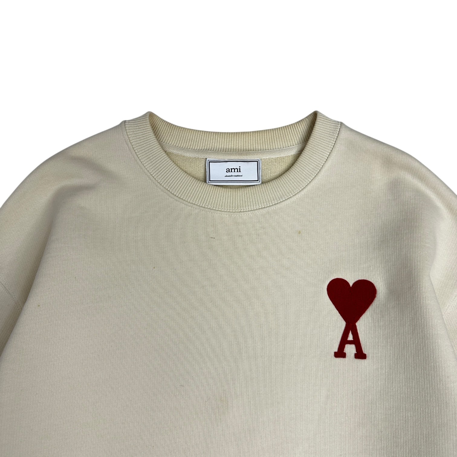 Ami Heart Logo Crewneck Cream