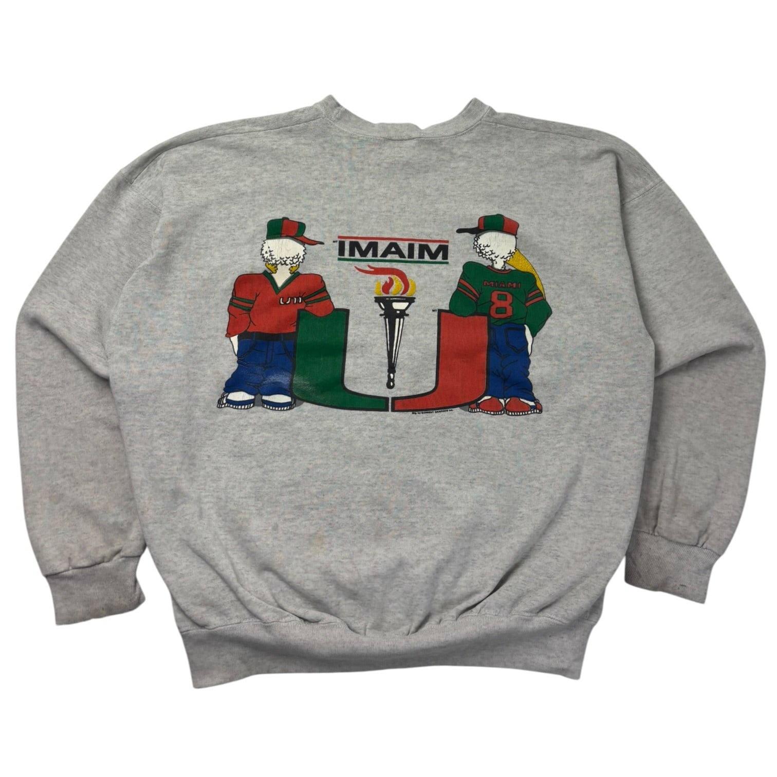 Vintage University Of Miami Hurricanes Crewneck Grey