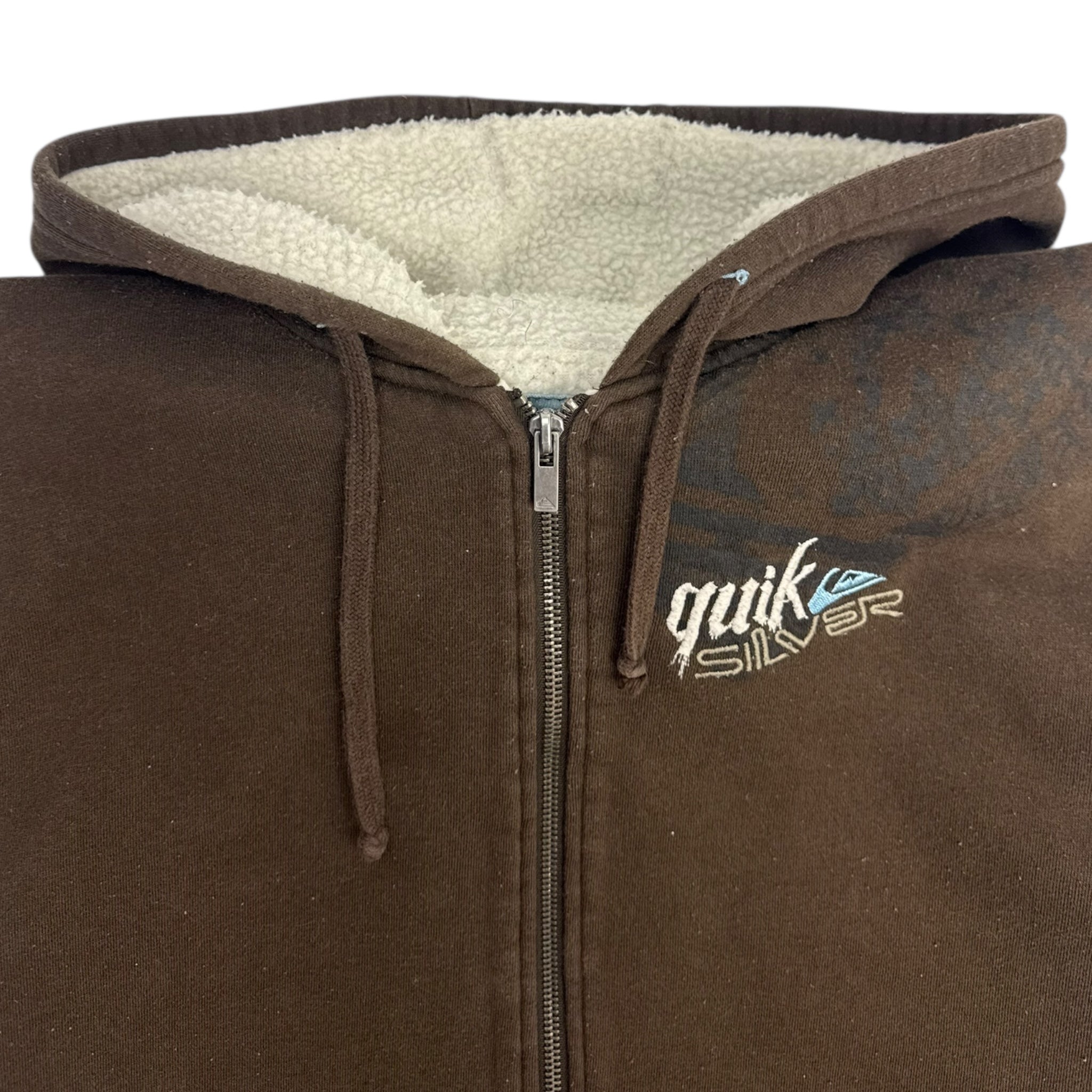 Y2K Quiksilver Zip Up Sherpa Lined Hoodie