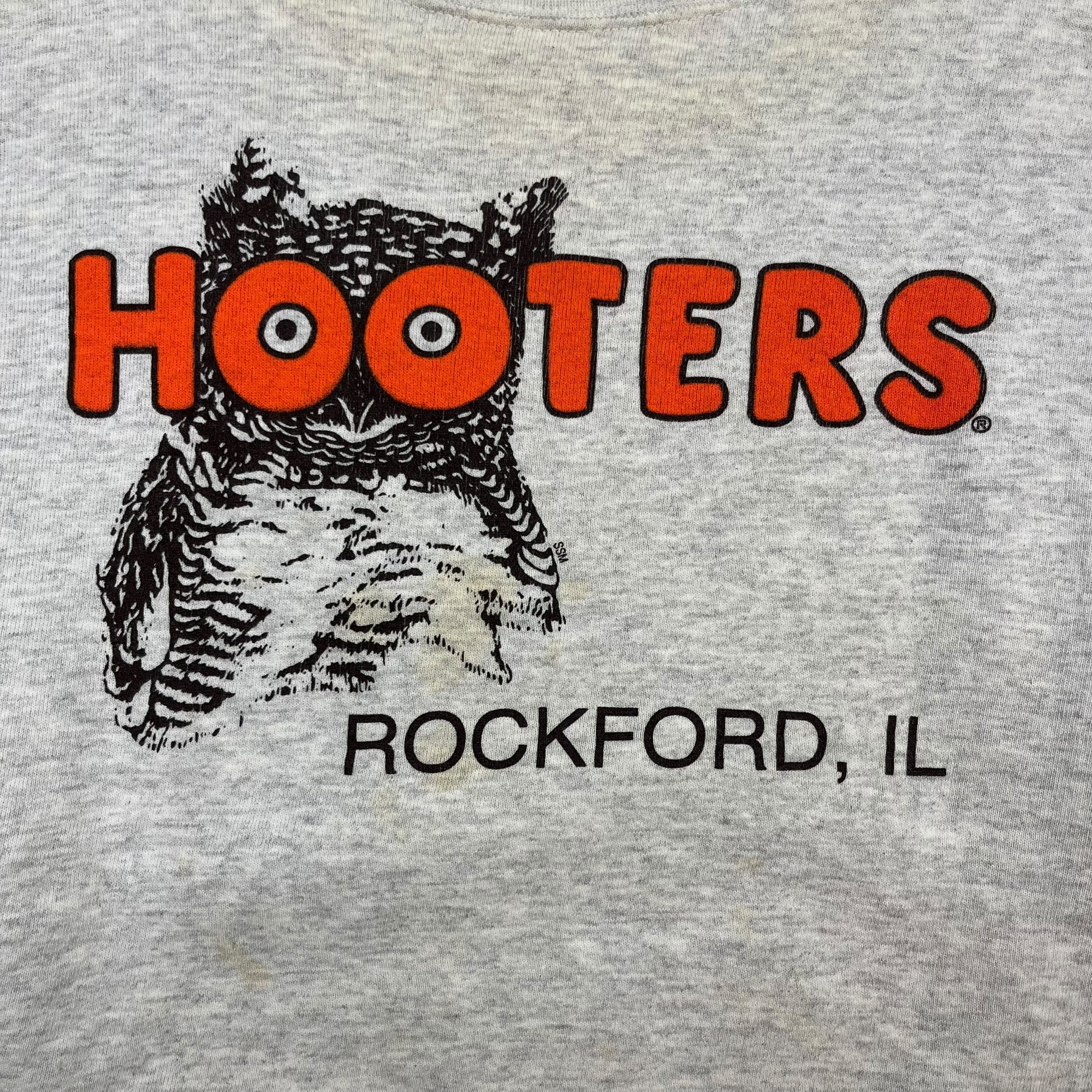 Vintage Hooters Of Rockford Illinois Sweater Light Grey