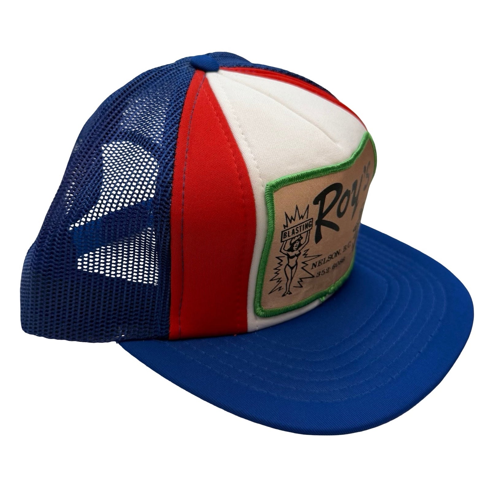 Vintage Roy’s Blasting & Drilling Mesh Snapback Hat Red/Blue