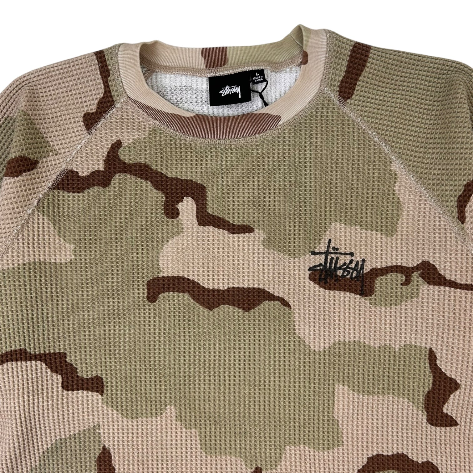 Stussy Raglan Thermal Long Sleeve Shirt Sand Camo