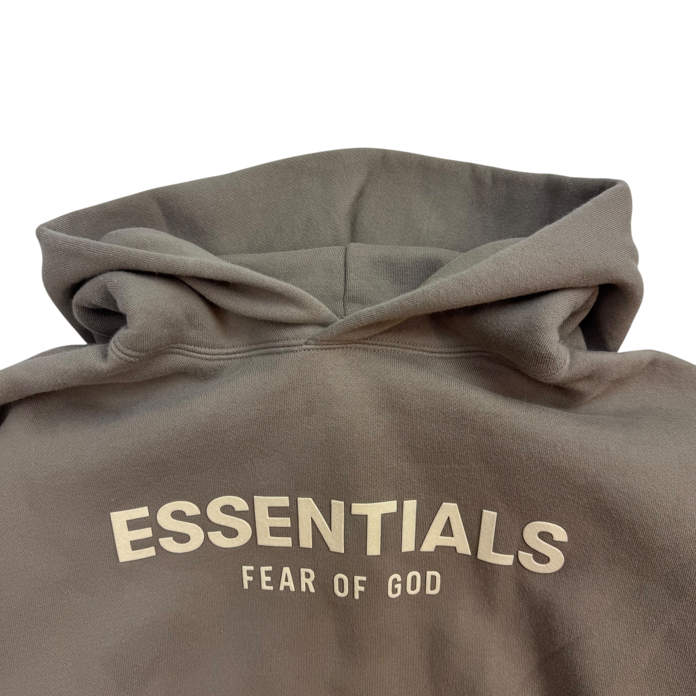 Fear Of God Essentials Kids Hoodie Grey Brown