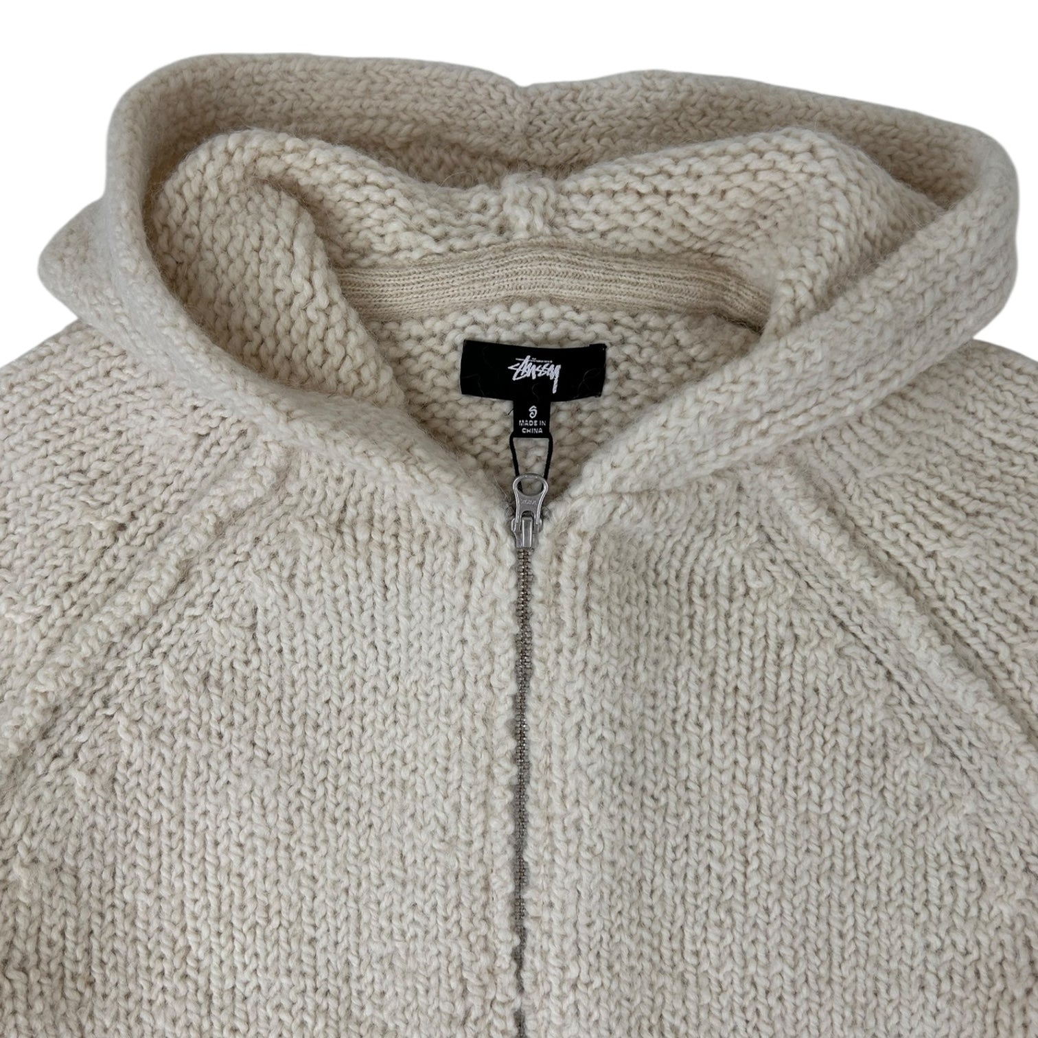 Stussy Chunky Knit Zip Up Hoodie Ivory