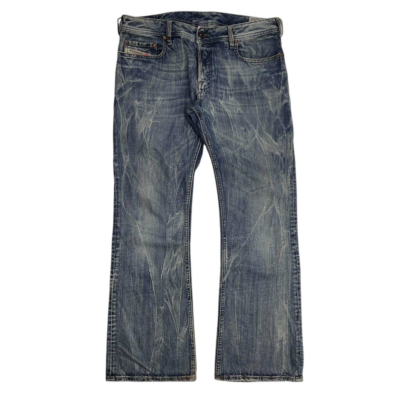 Diesel Industry Zathan Boot Cut Denim Wrinkled Wash