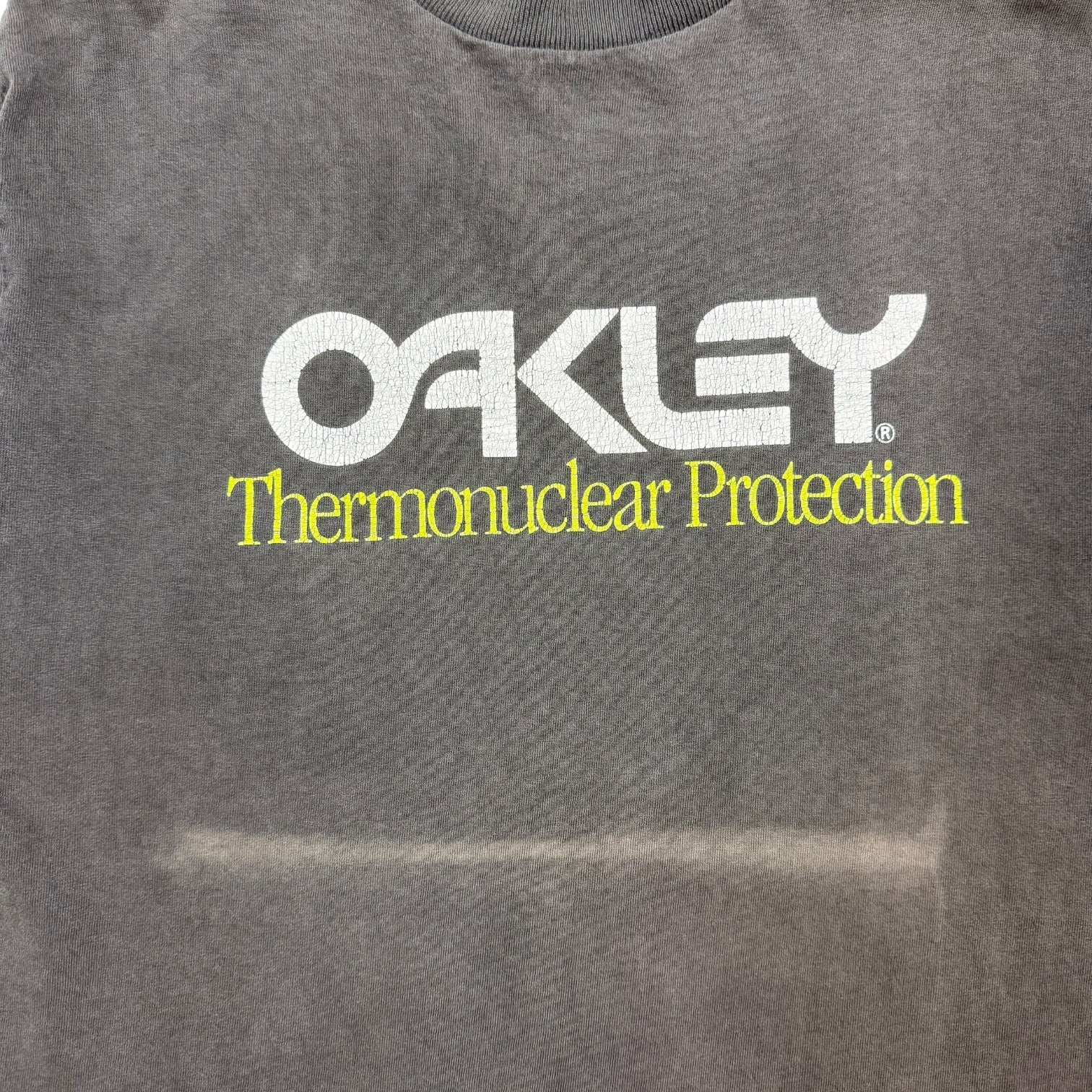Vintage Oakley Thermonuclear Protection Tee Faded Grey