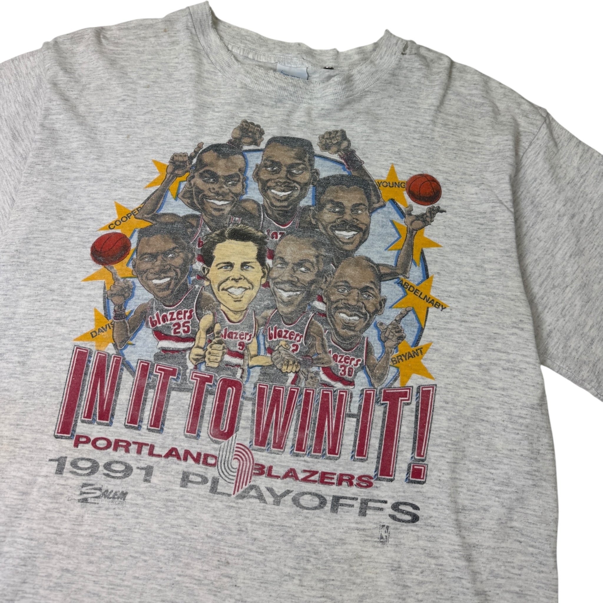 Vintage 1991 Portland Trail Blazers Play Off Tee Salem Light Grey
