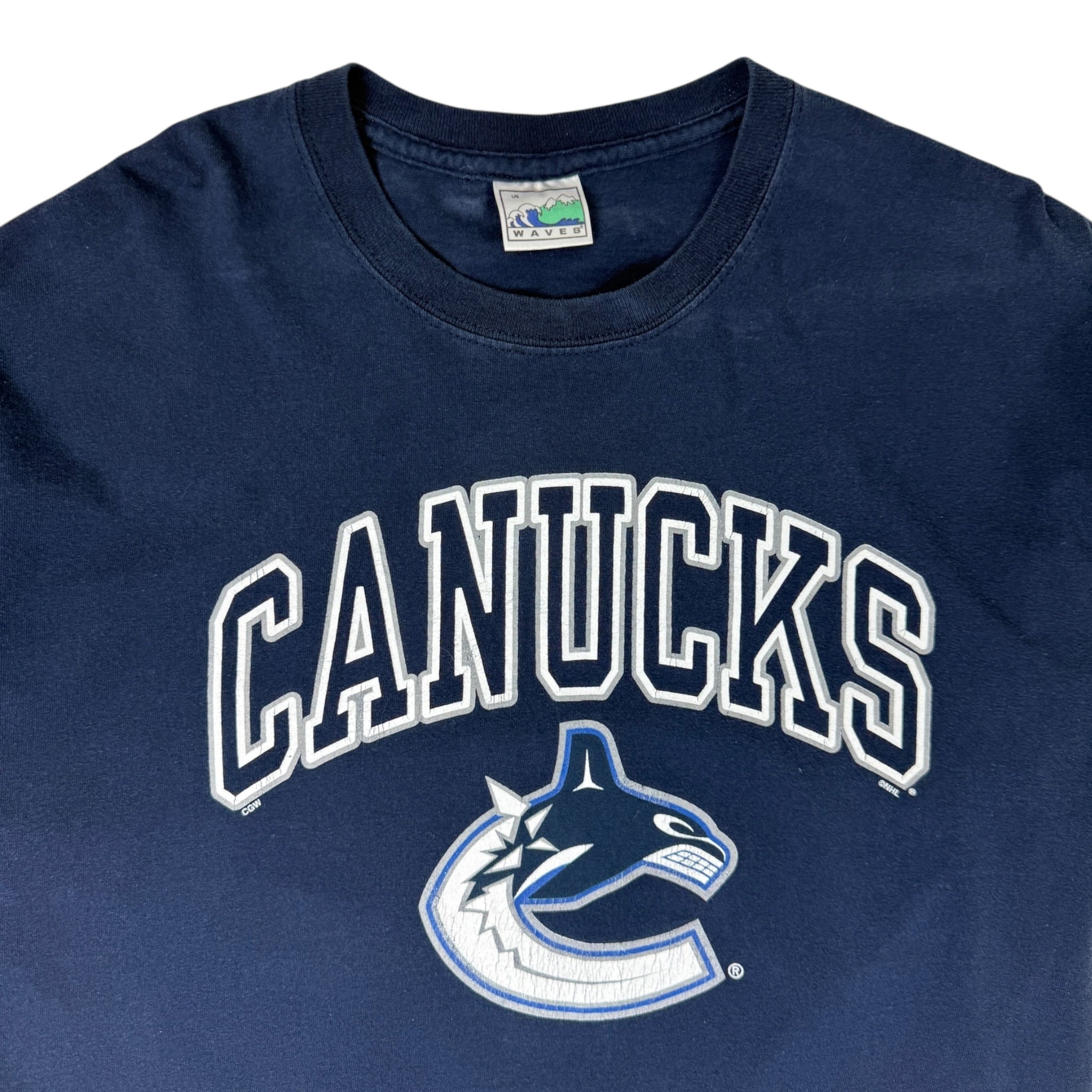 Y2K Canucks Orca Logo Tee Waves Navy Blue
