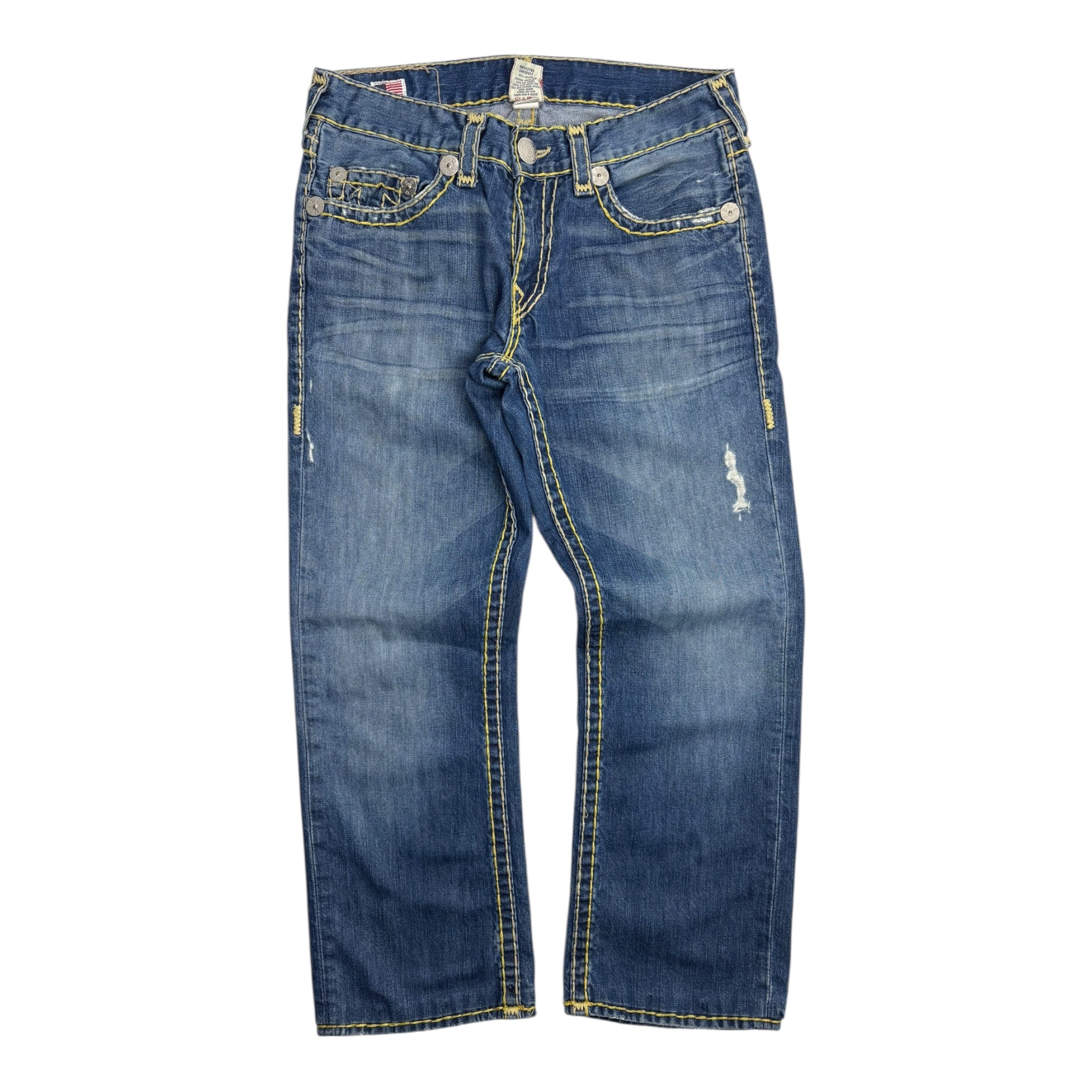 Vintage True Religion Bobby Super T Yellow Stitch Medium Wash Denim